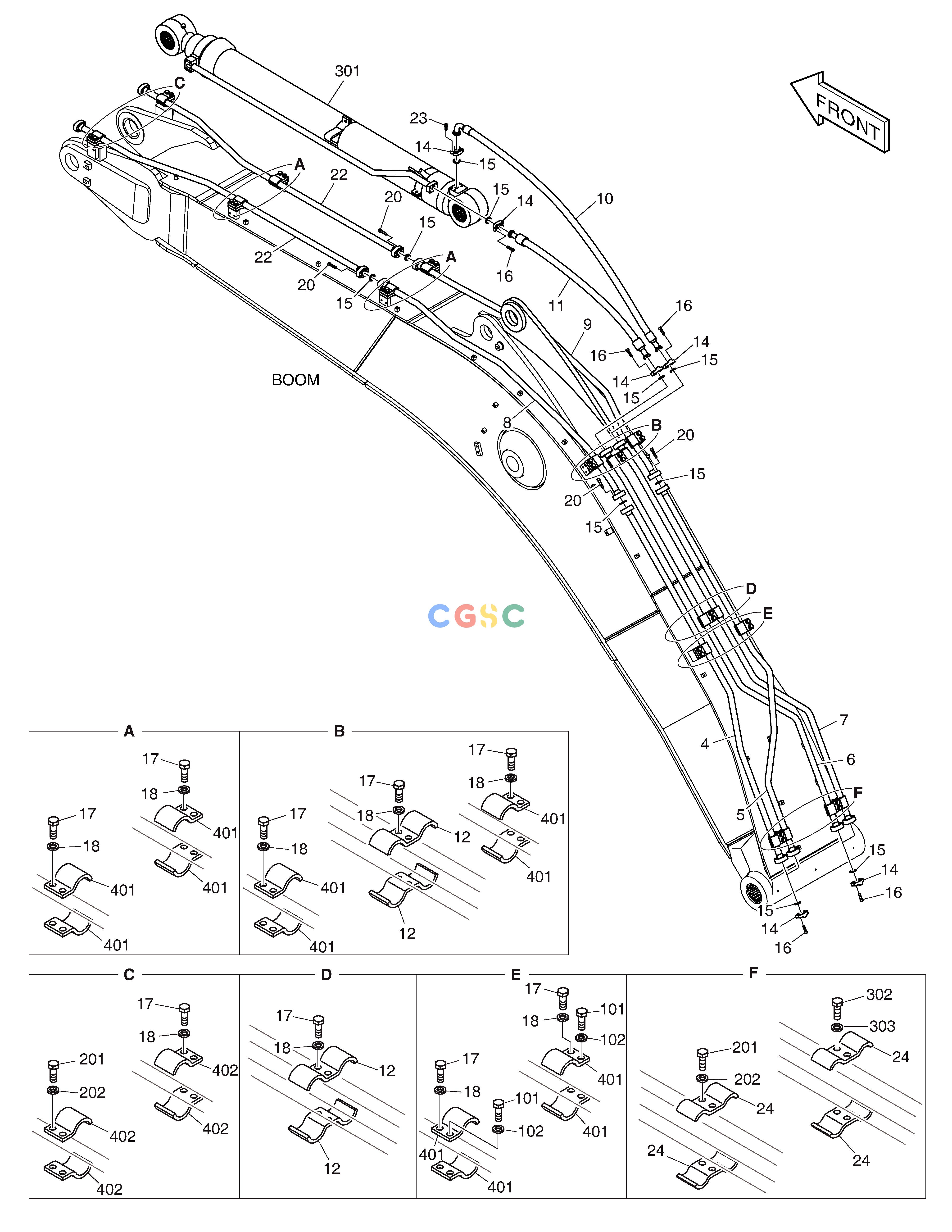 斗山零件查询BOOM PIPING - 6.2m DX350LC Doosan parts catalog online