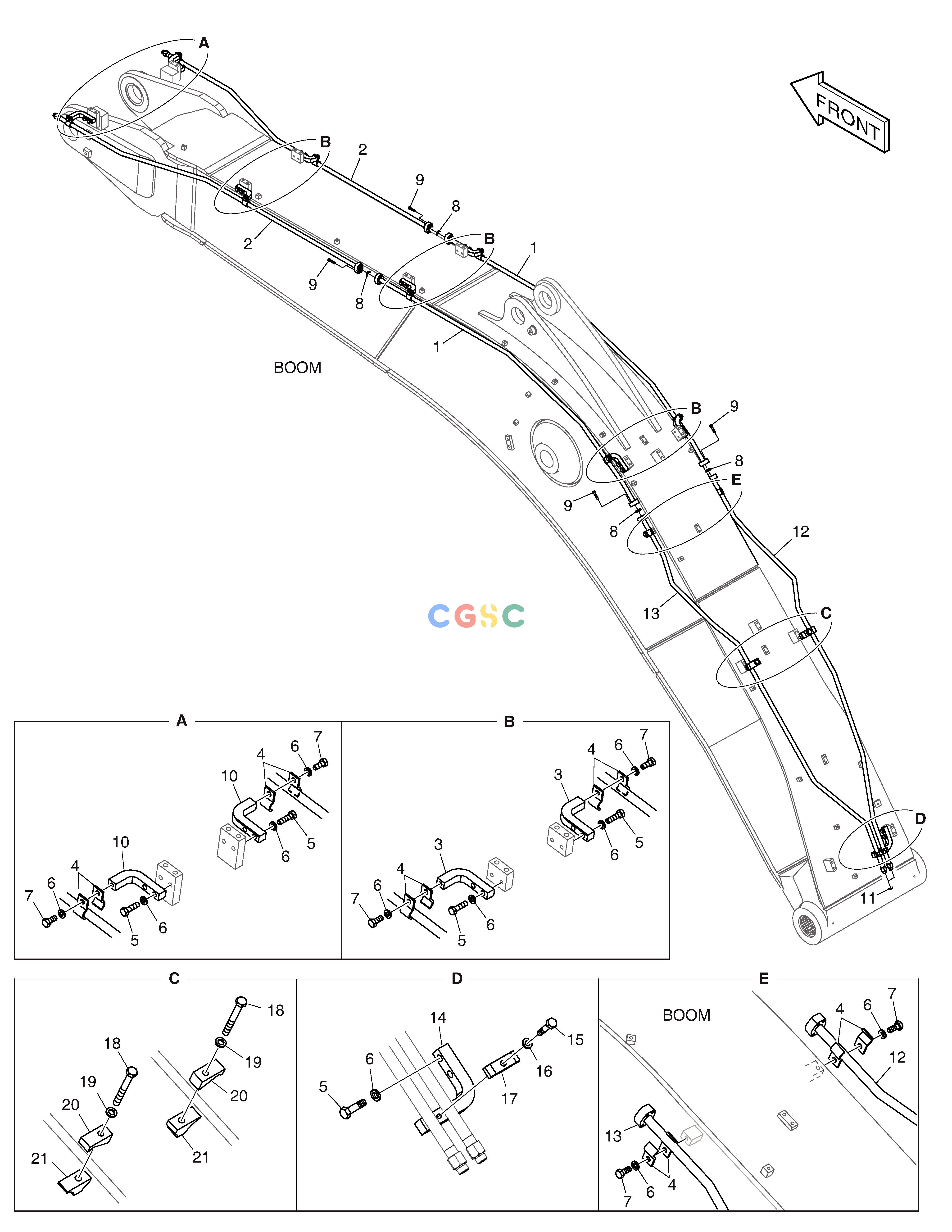 斗山零件查询BOOM PIPING - ROTATING(BOOM 6.2m) DX350LC Doosan parts catalog online