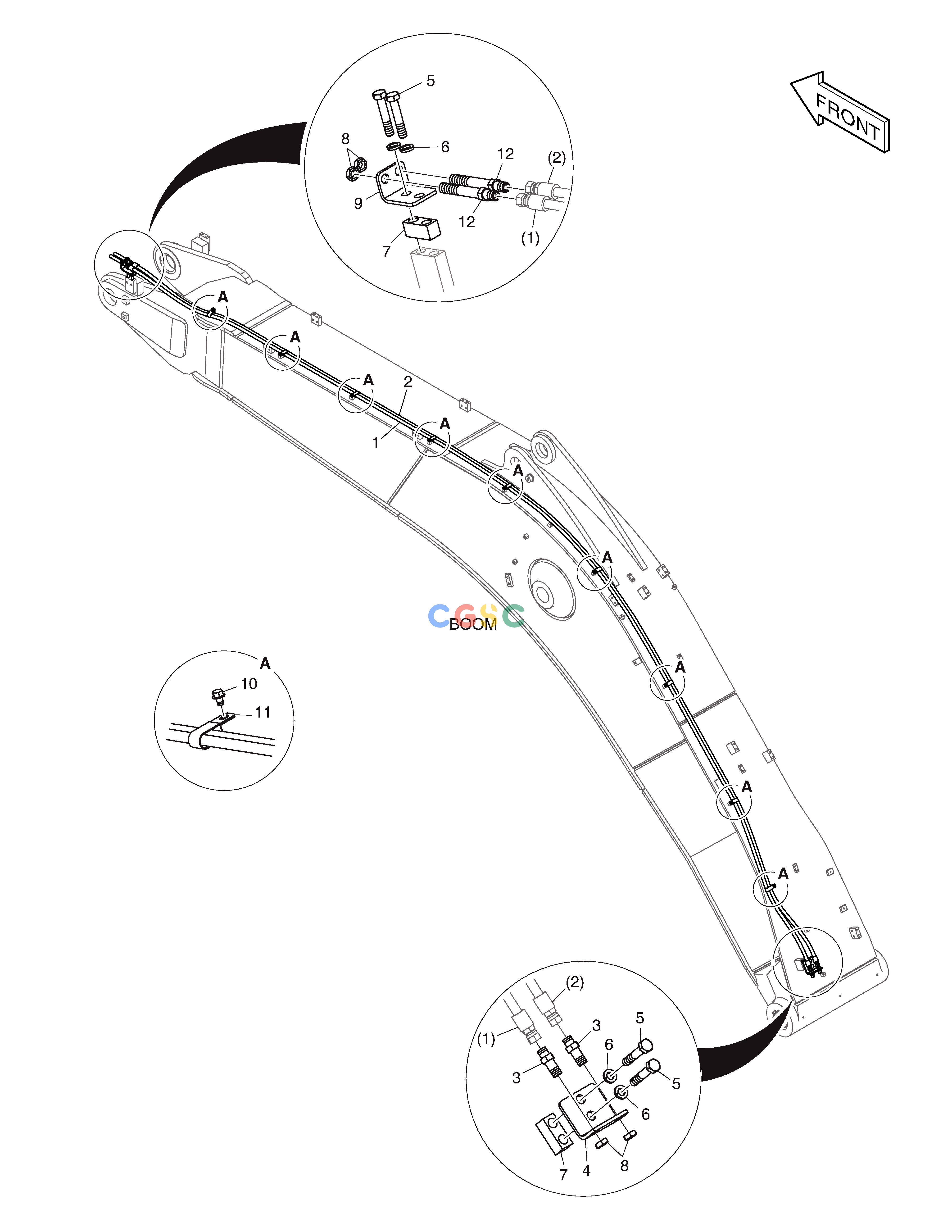 斗山零件查询BOOM PIPING - QUICK CLAMP(BOOM 6.2m) DX350LC Doosan parts catalog online