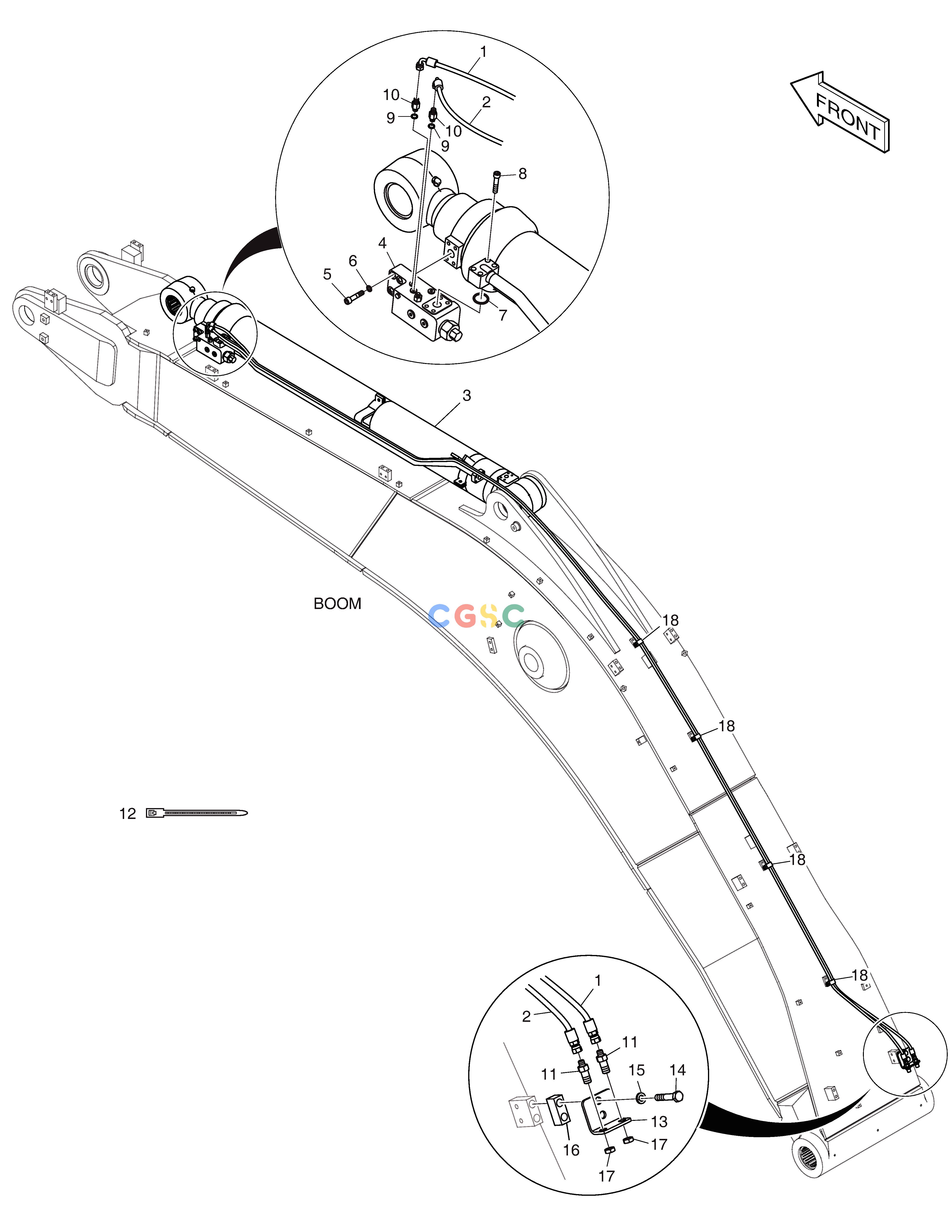 斗山零件查询BOOM PIPING - LOCK VALVE(BOOM 6.2m) DX350LC Doosan parts catalog online