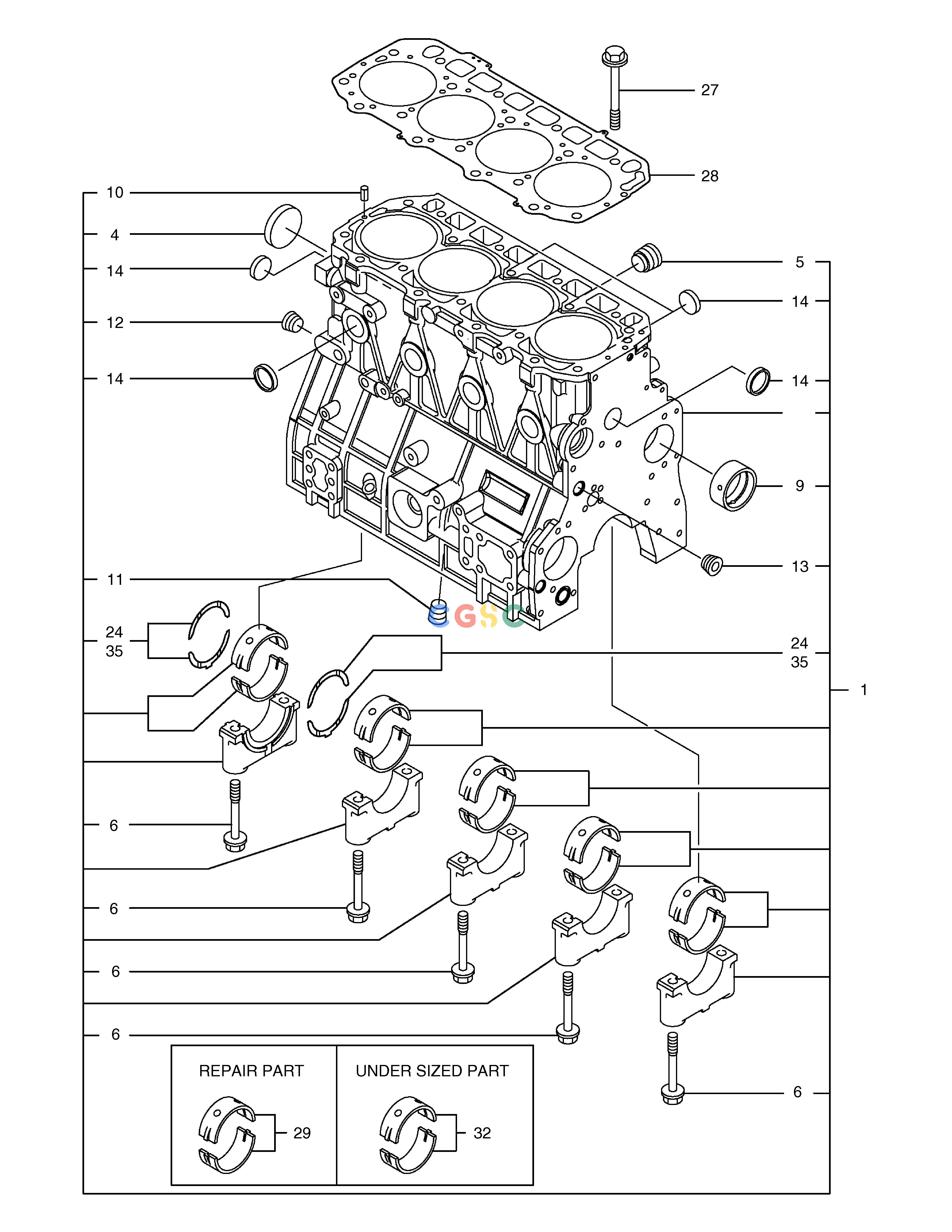 斗山零件查询CYLINDER BLOCK E80 Doosan parts catalog online