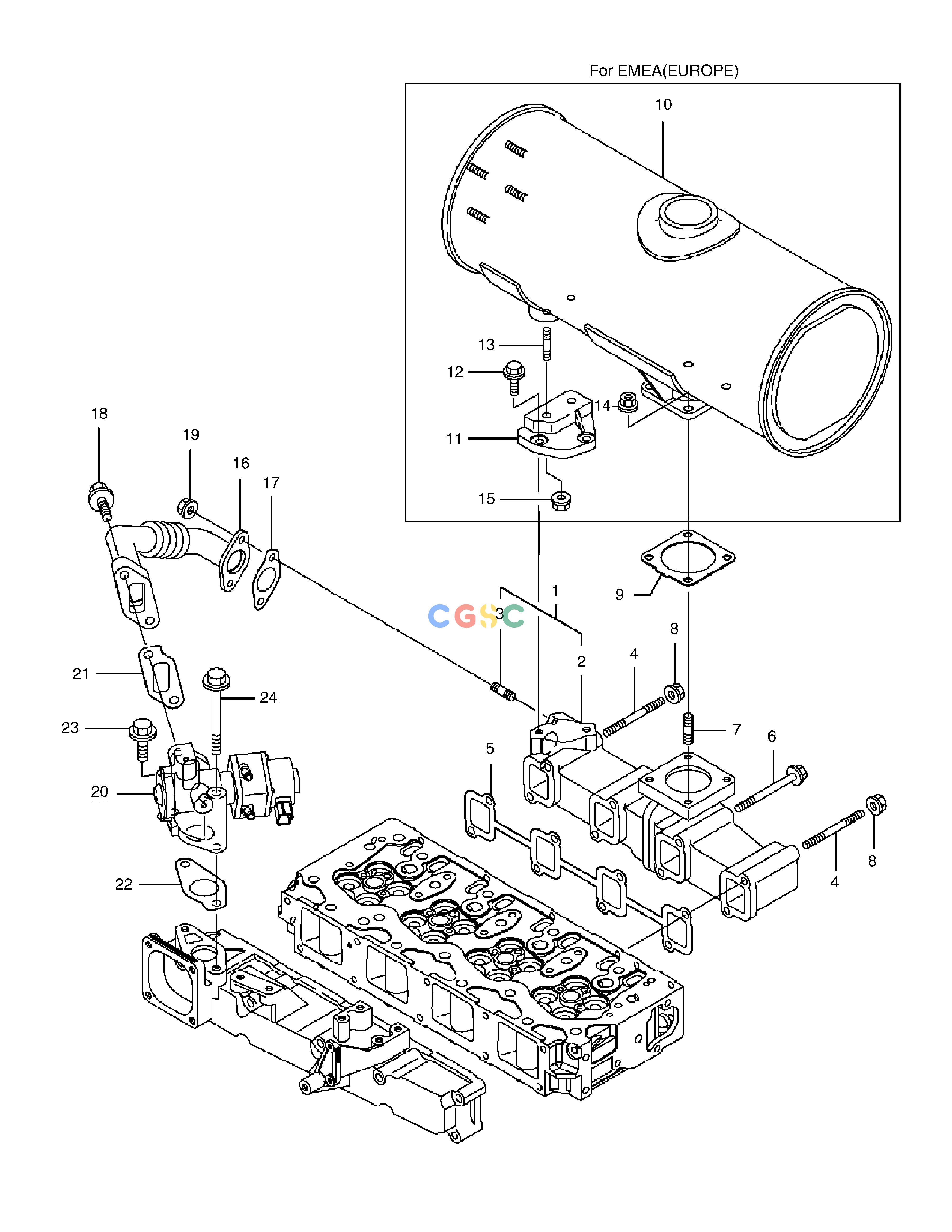 斗山零件查询EXHAUST MANIFOLD E80 Doosan parts catalog online
