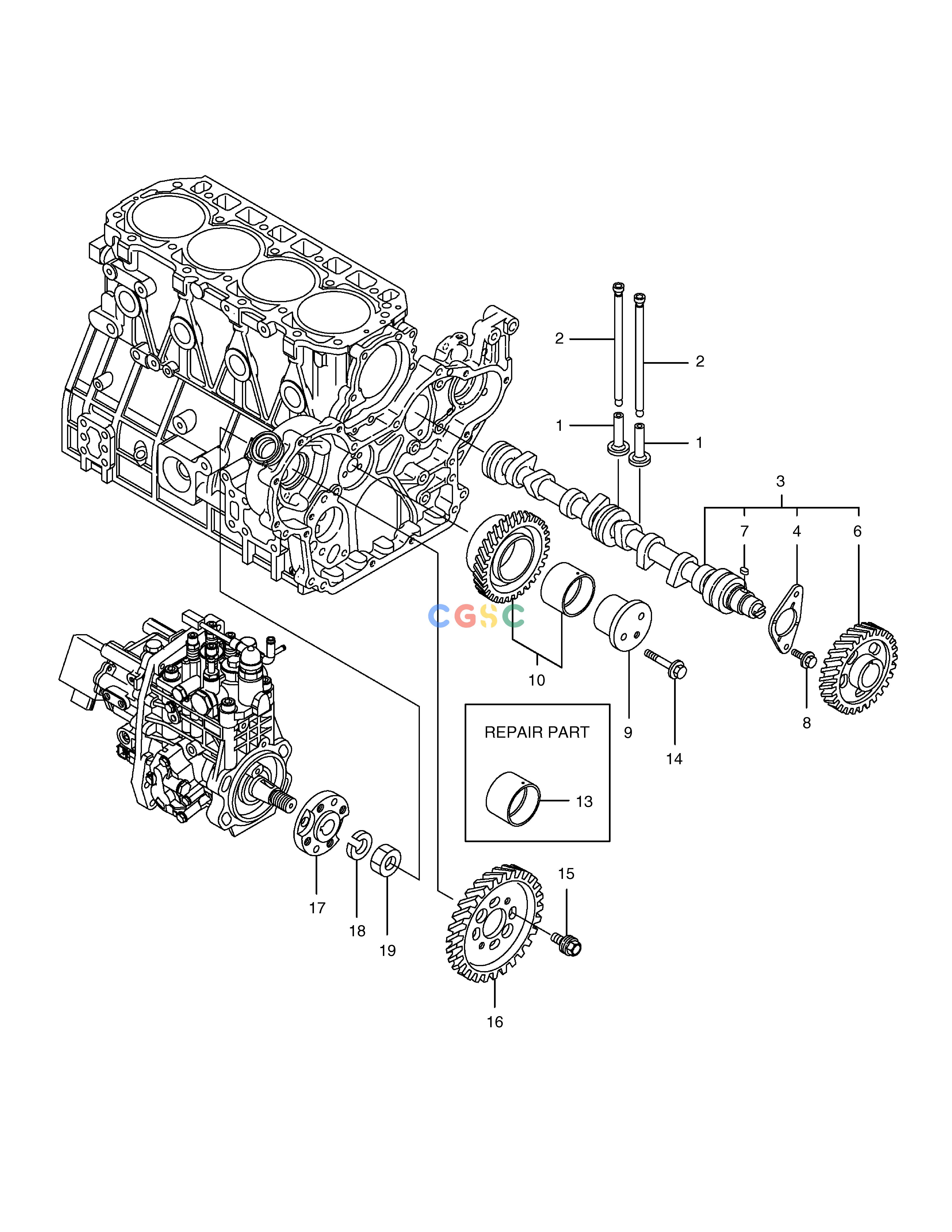 斗山零件查询CAMSHAFT & DRIVING GEAR E80 Doosan parts catalog online