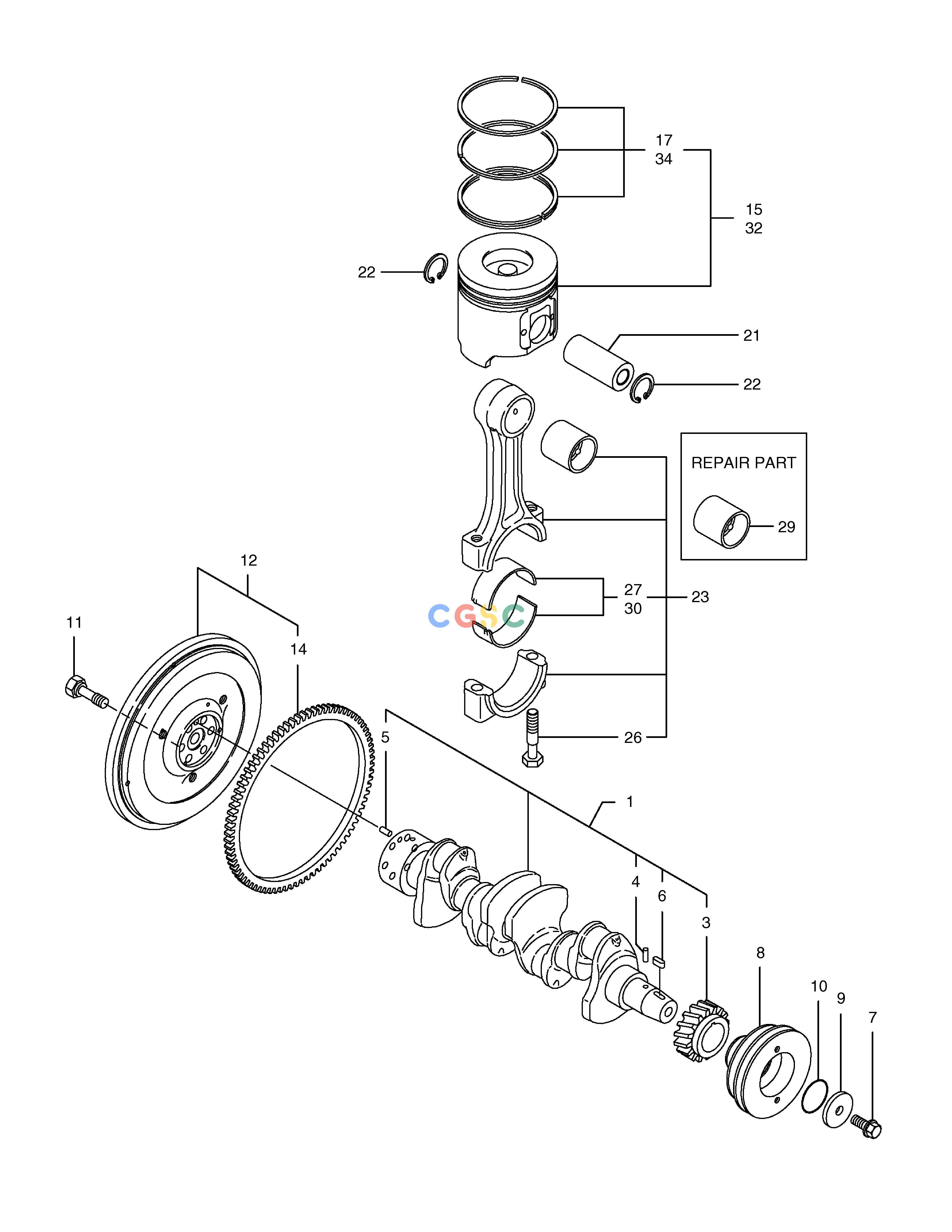 斗山零件查询CRANK SHAFT & PISTON E80 Doosan parts catalog online