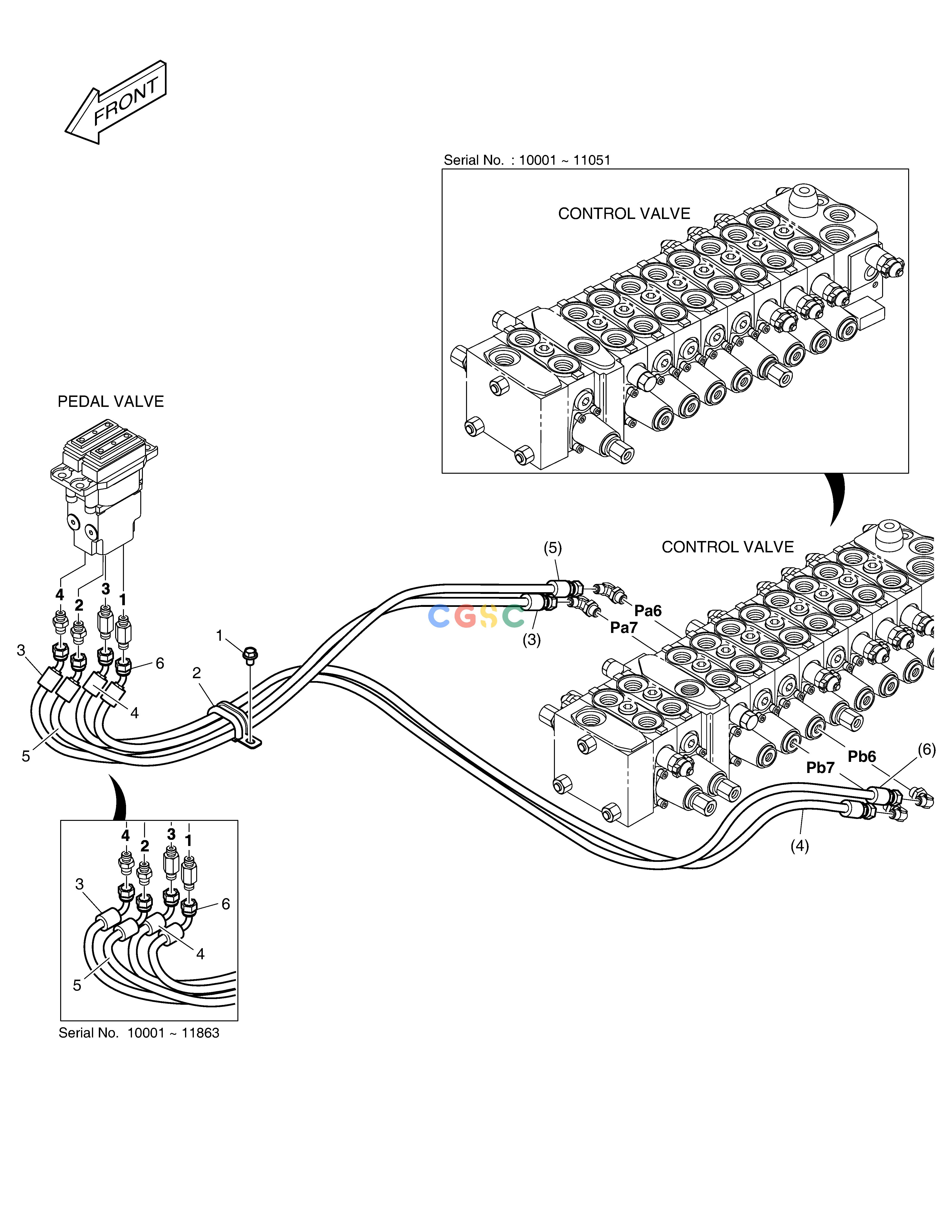 斗山零件查询PILOT PIPING(7) - NOT TRAVEL ALARM E80 Doosan parts catalog online
