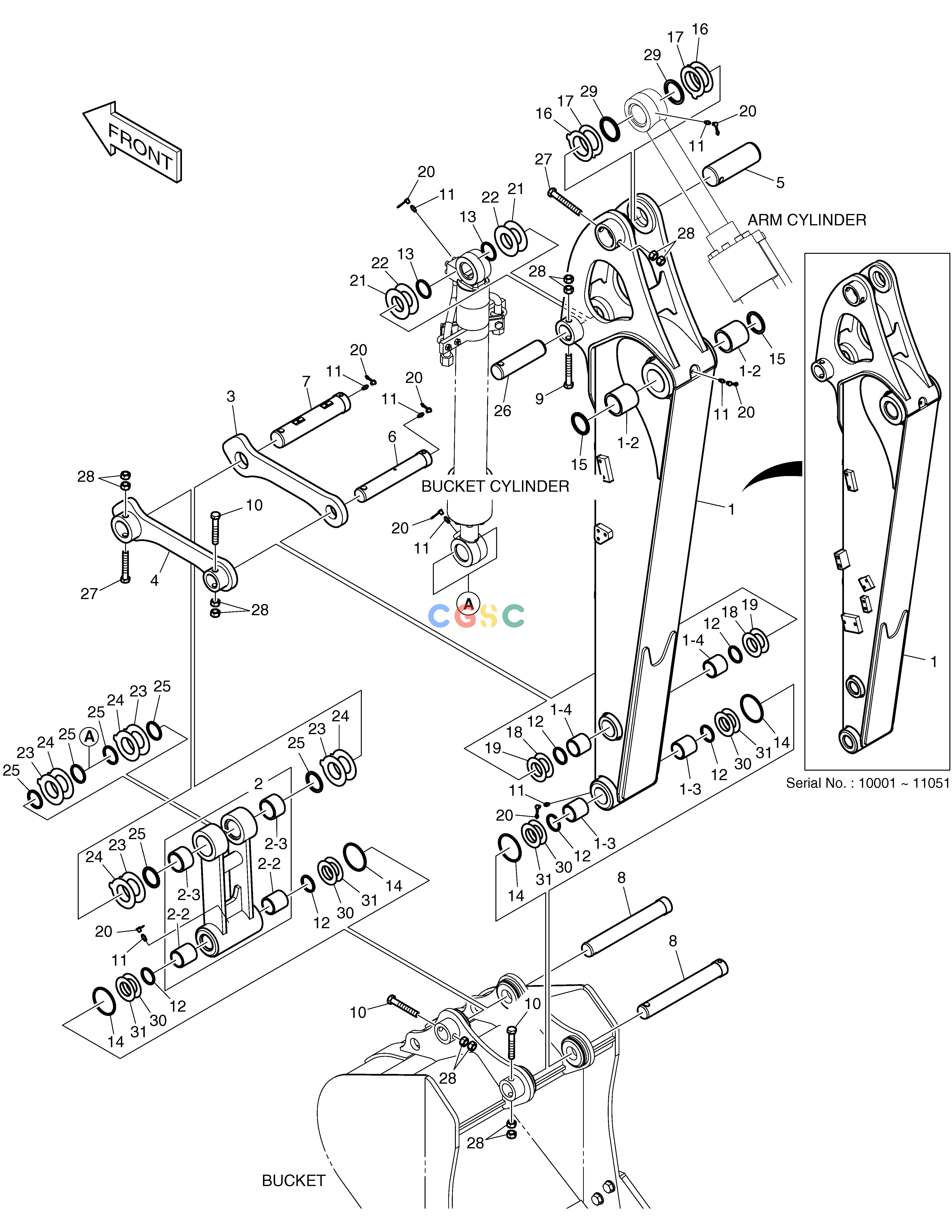 斗山零件查询ARM - 1.7m E80 Doosan parts catalog online