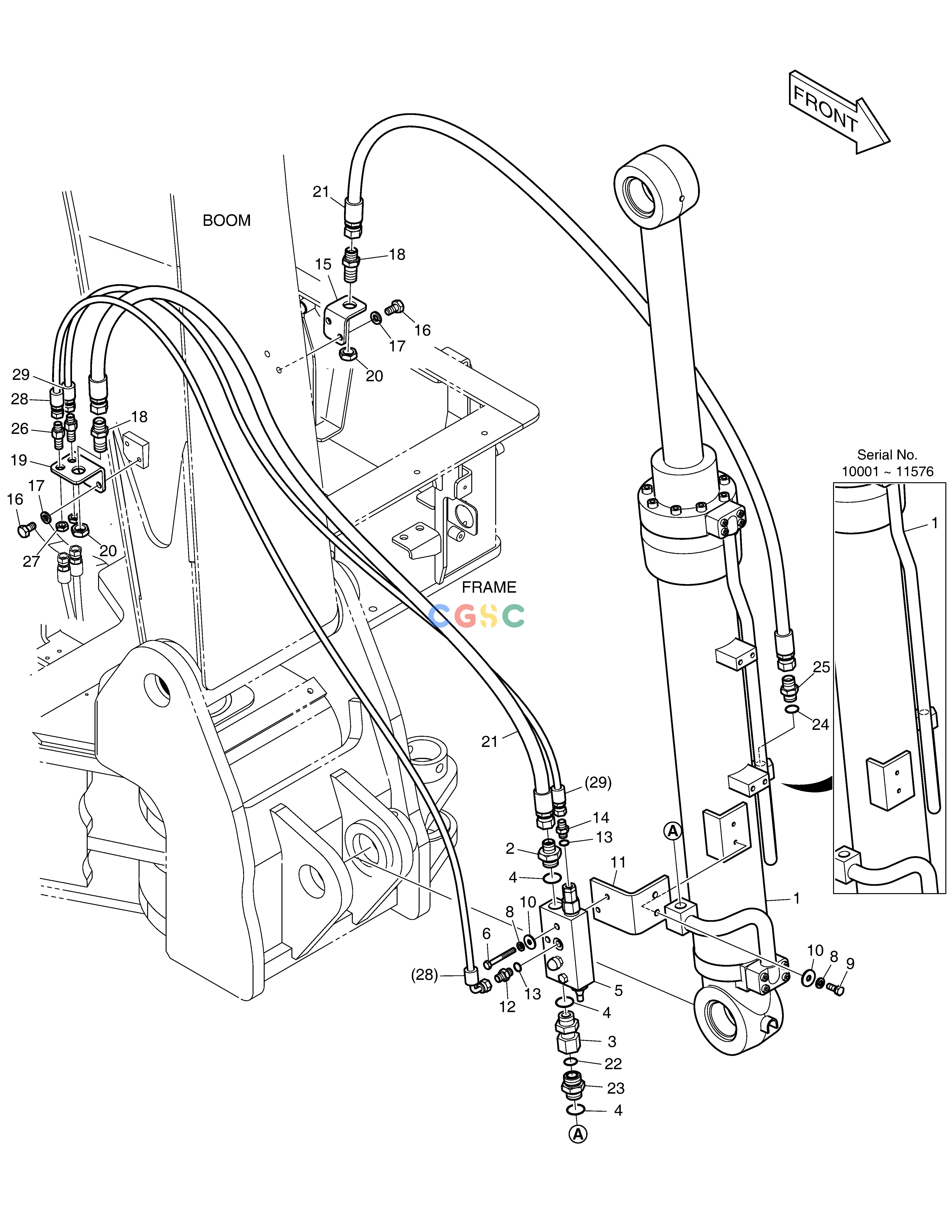 斗山零件查询BOOM PIPING - BOOM LOCK VALVE E80 Doosan parts catalog online