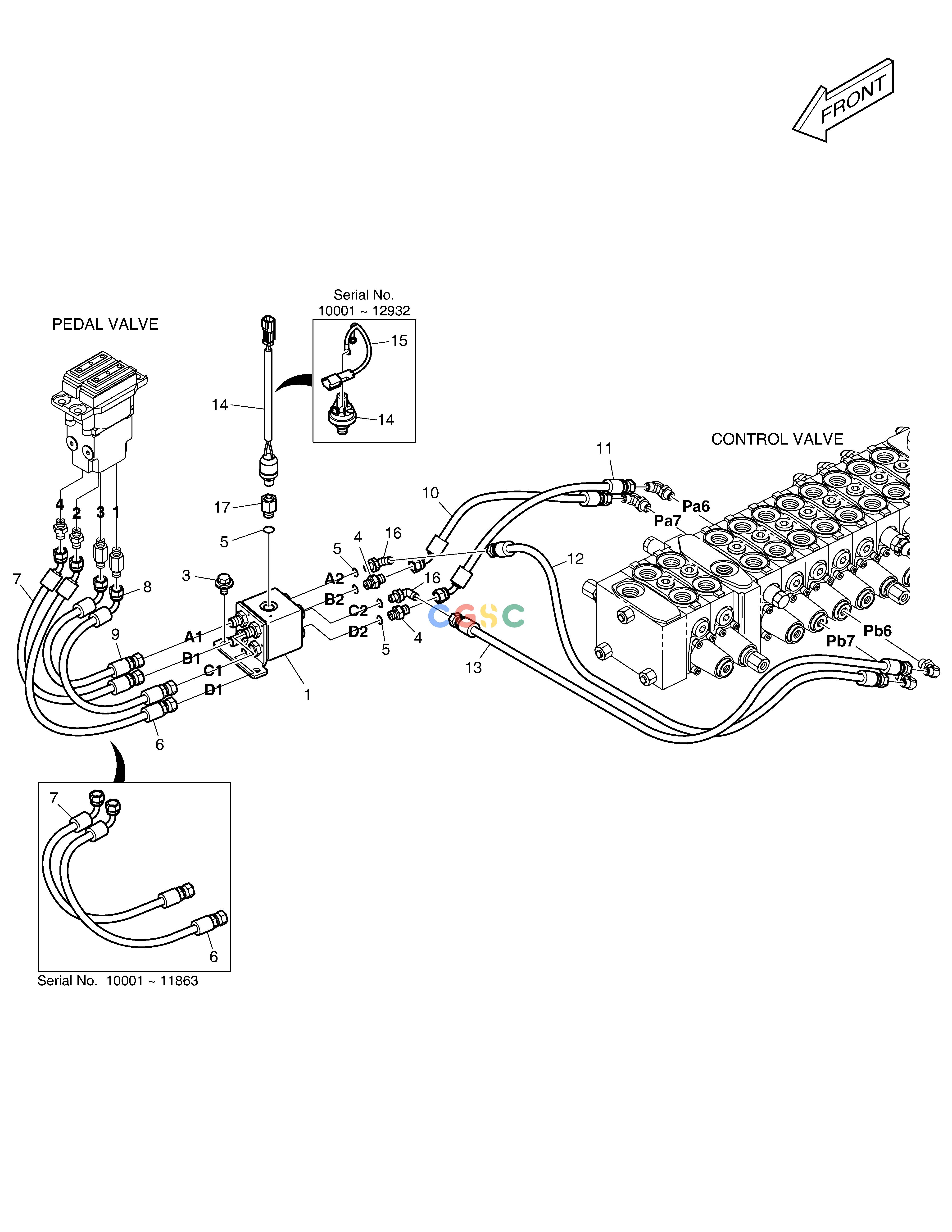 斗山零件查询PILOT PIPING - TRAVEL ALARM E80 Doosan parts catalog online