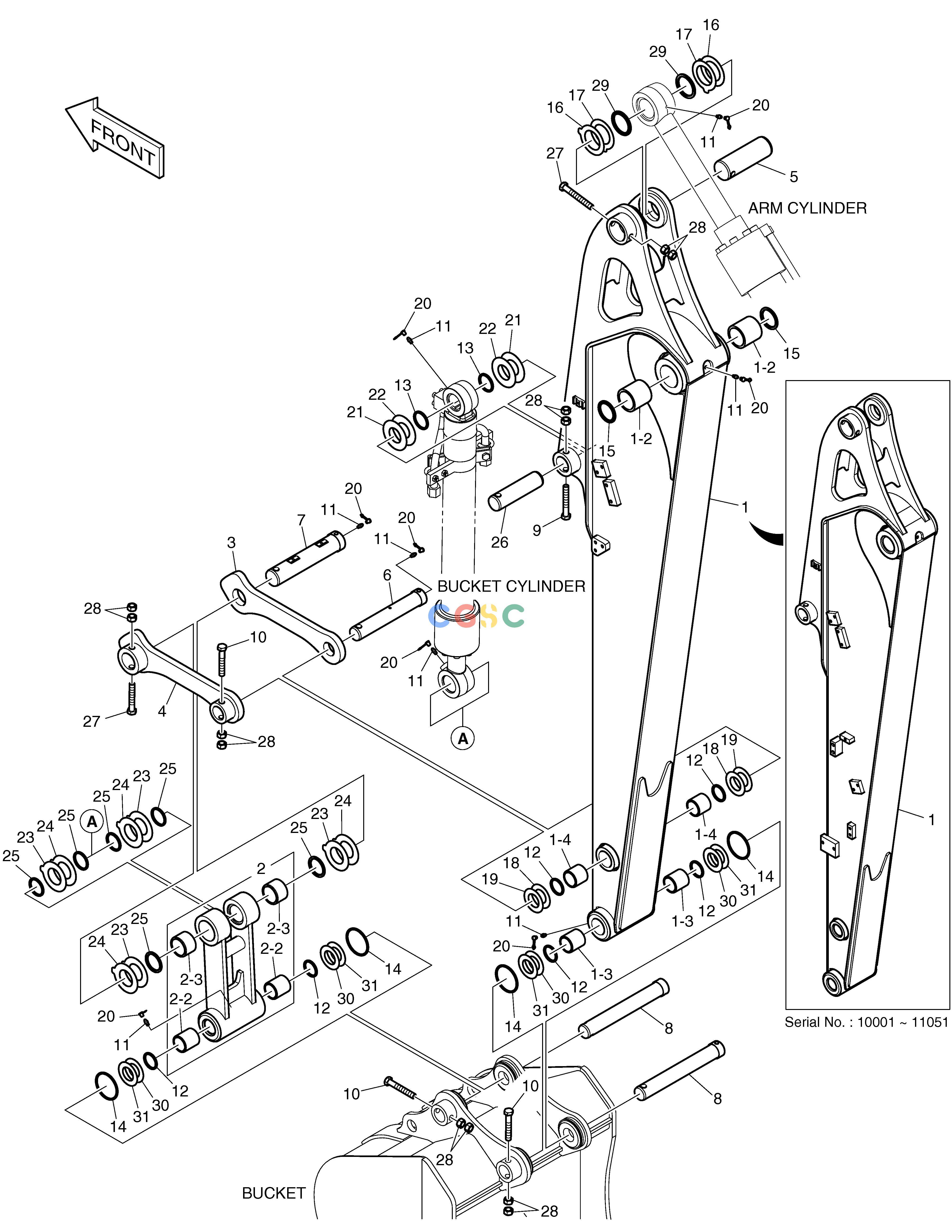 斗山零件查询ARM - 2.25m E80 Doosan parts catalog online
