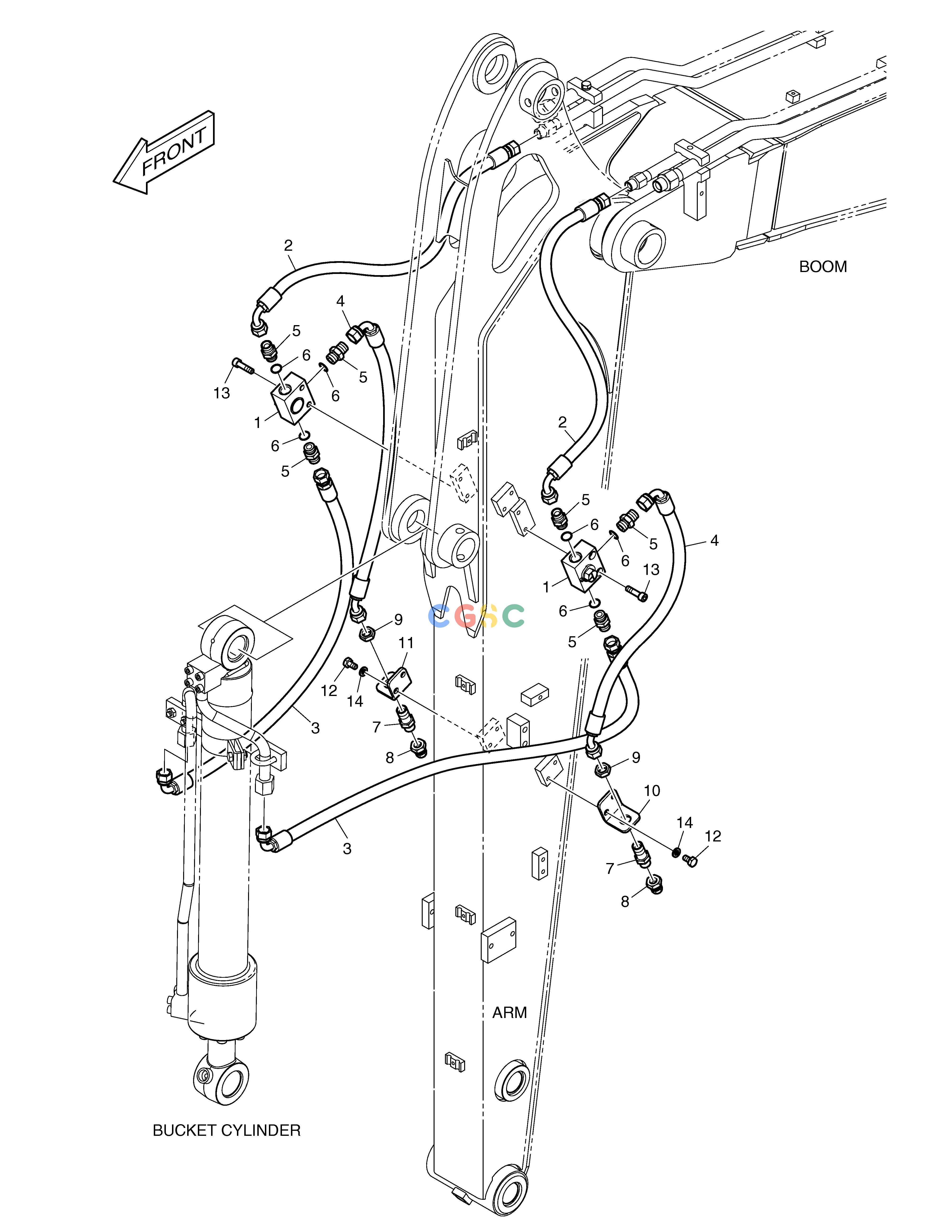 斗山零件查询ARM PIPING - CLAMSHELL(ARM 2.25m) E80 Doosan parts catalog online
