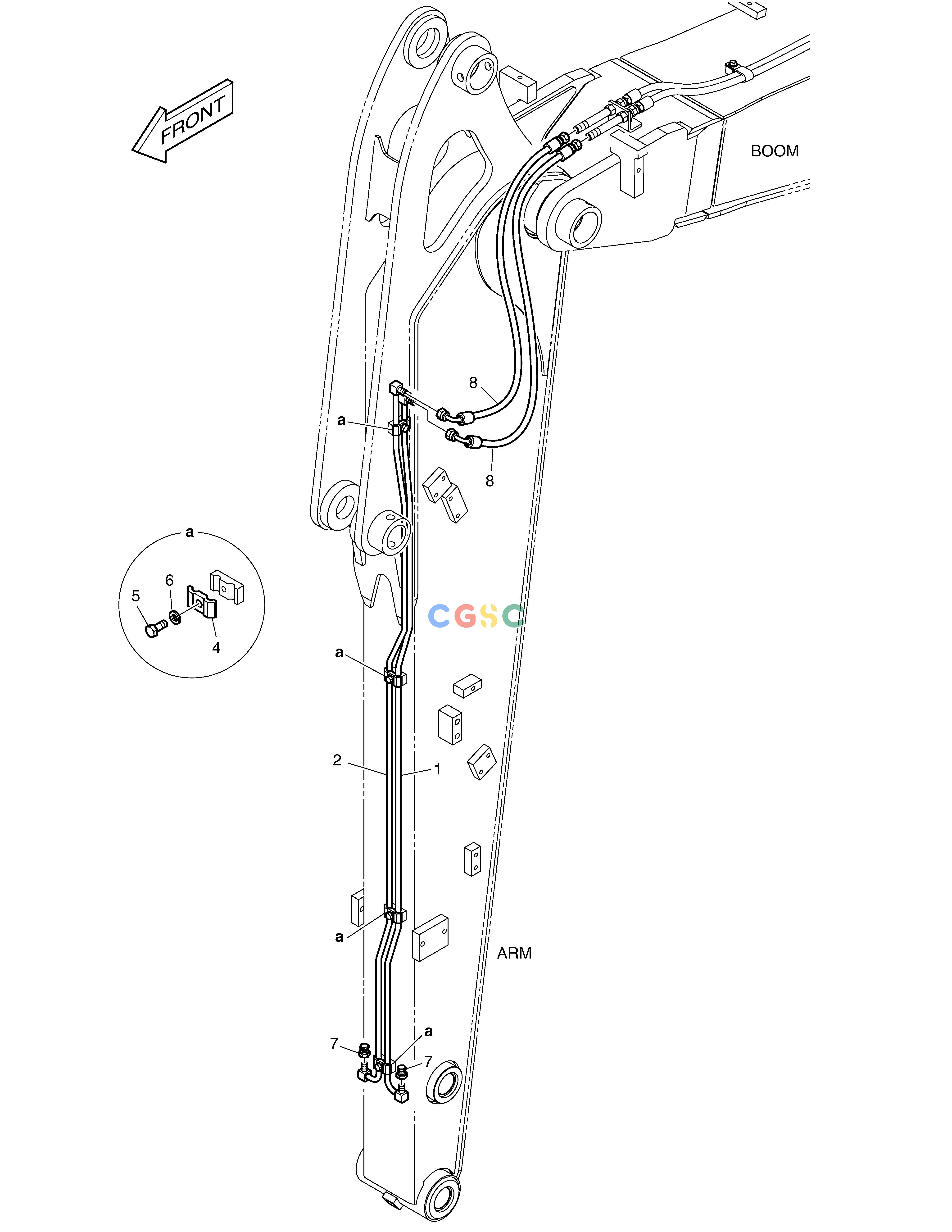 斗山零件查询ARM PIPING - QUICK CLAMP(ARM 2.25m) E80 Doosan parts catalog online