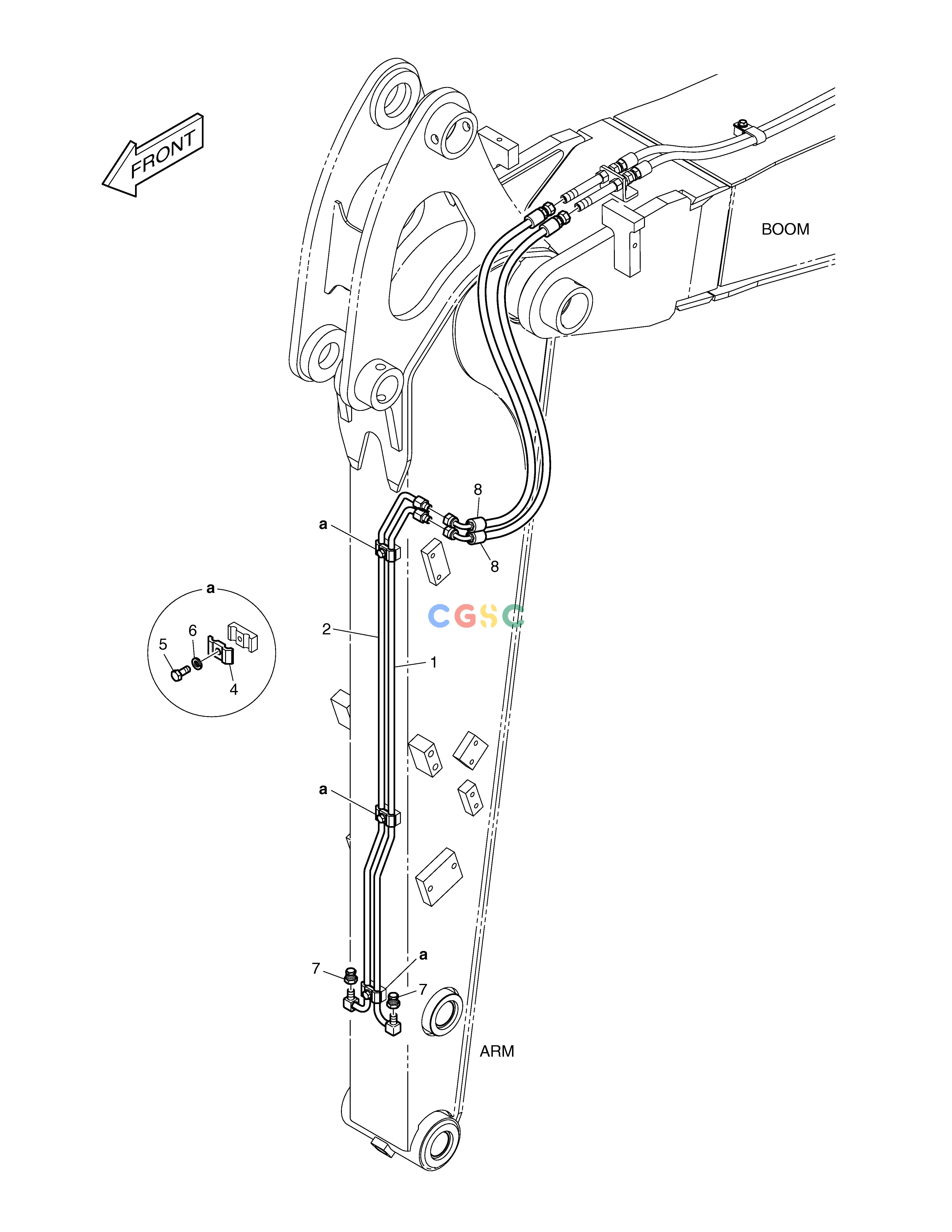 斗山零件查询ARM PIPING - QUICK CLAMP(ARM 1.7m) E80 Doosan parts catalog online