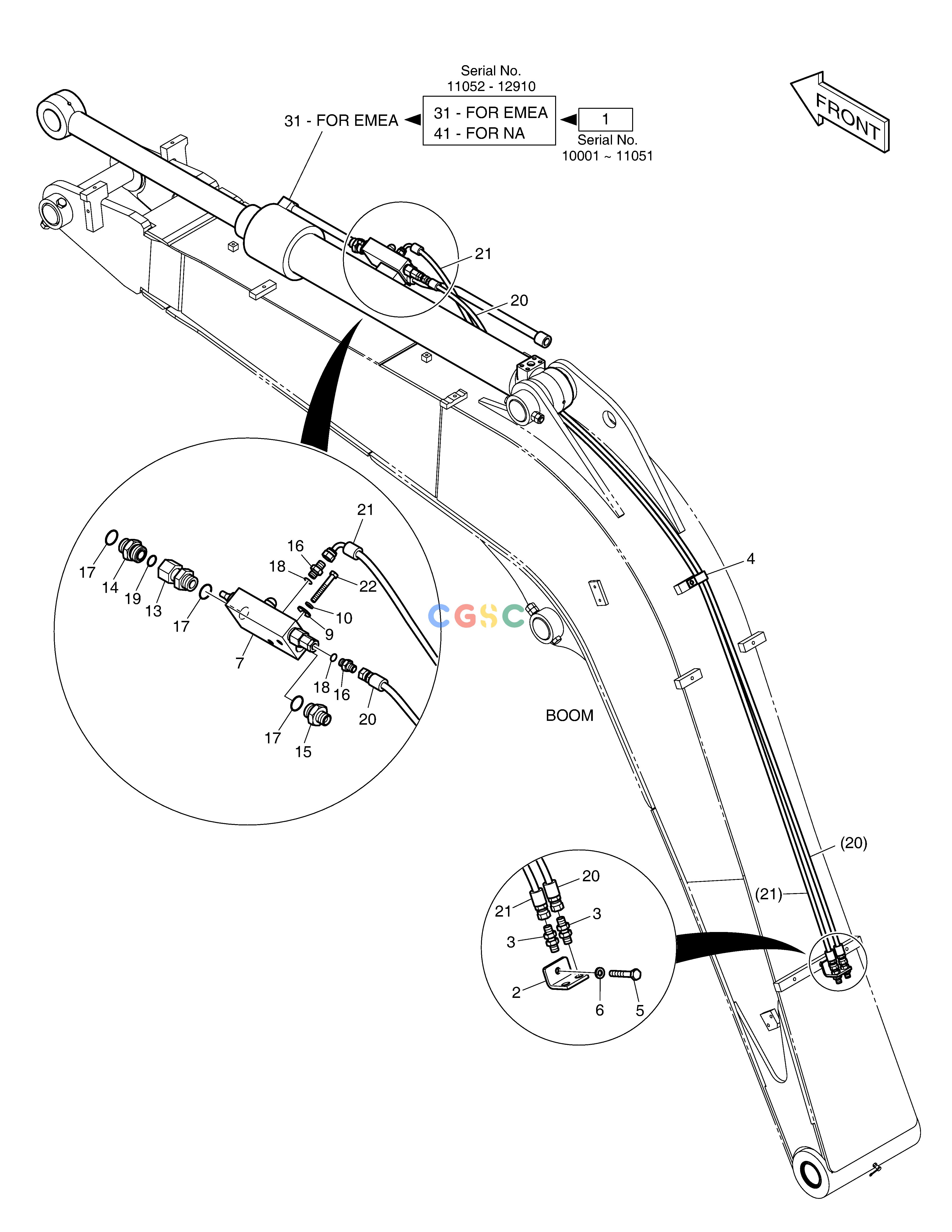 斗山零件查询BOOM PIPING - ARM LOCK VALVE E80 Doosan parts catalog online