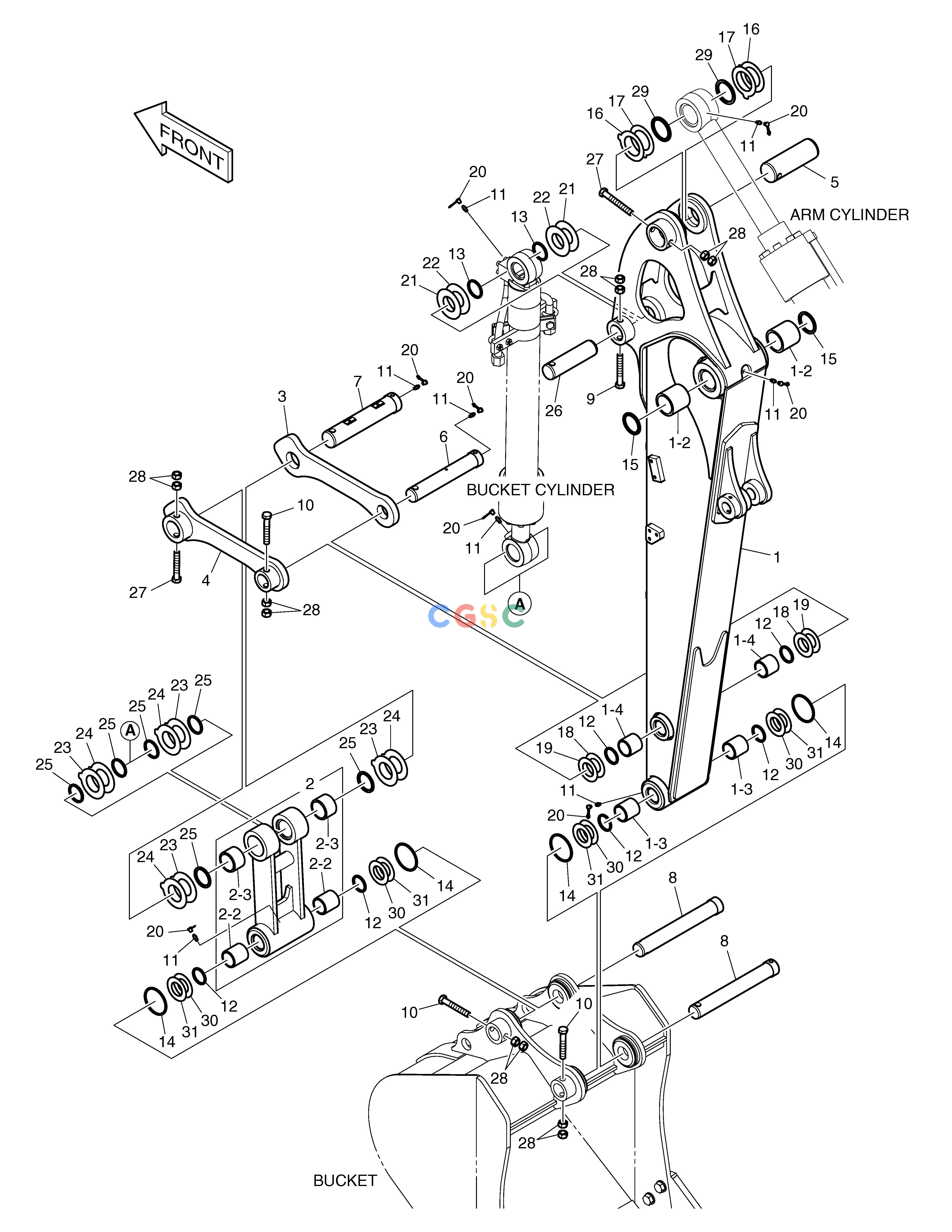 斗山零件查询ARM - 1.7m (THUMB) E80 Doosan parts catalog online