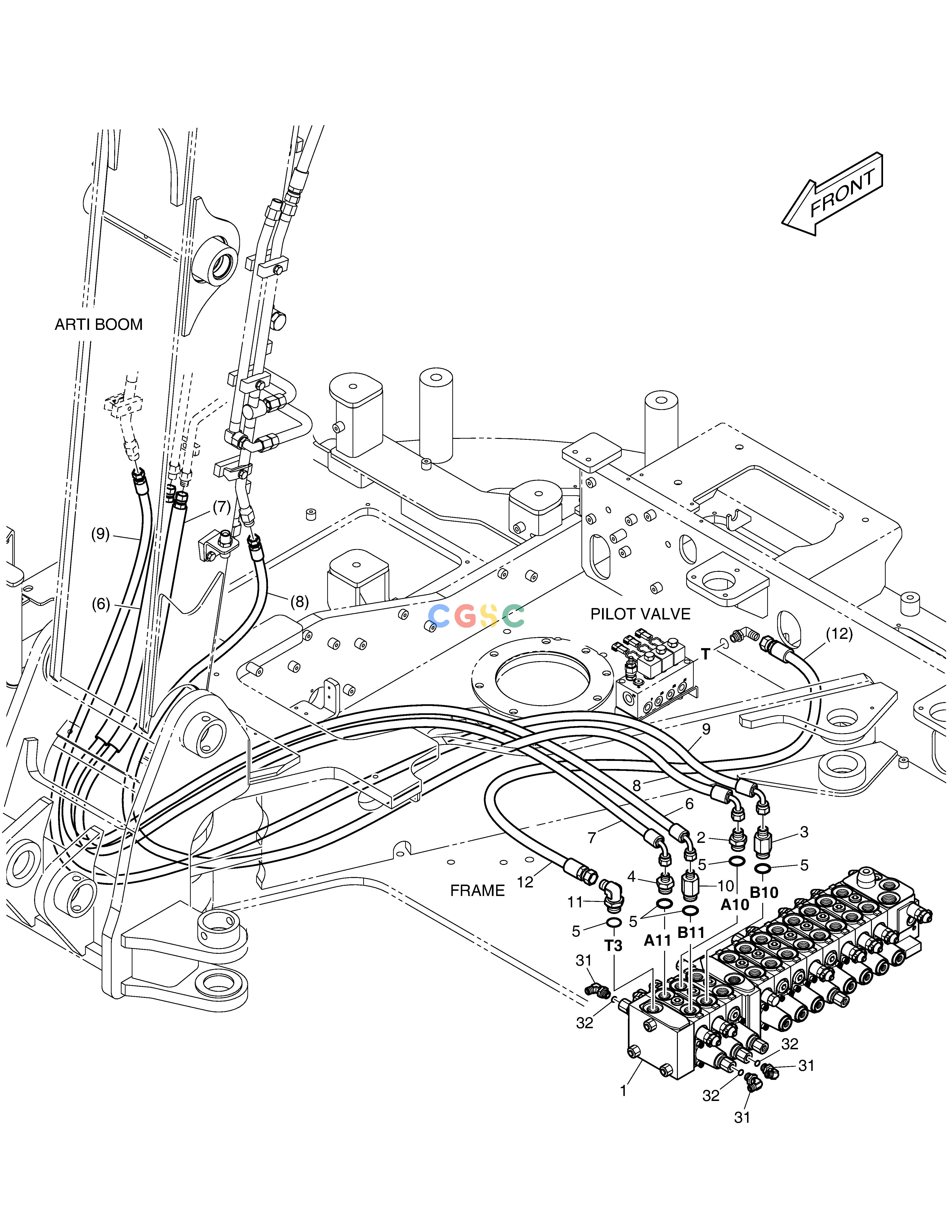 斗山零件查询MAIN PIPING - ARTI. & ROTATING E80 Doosan parts catalog online