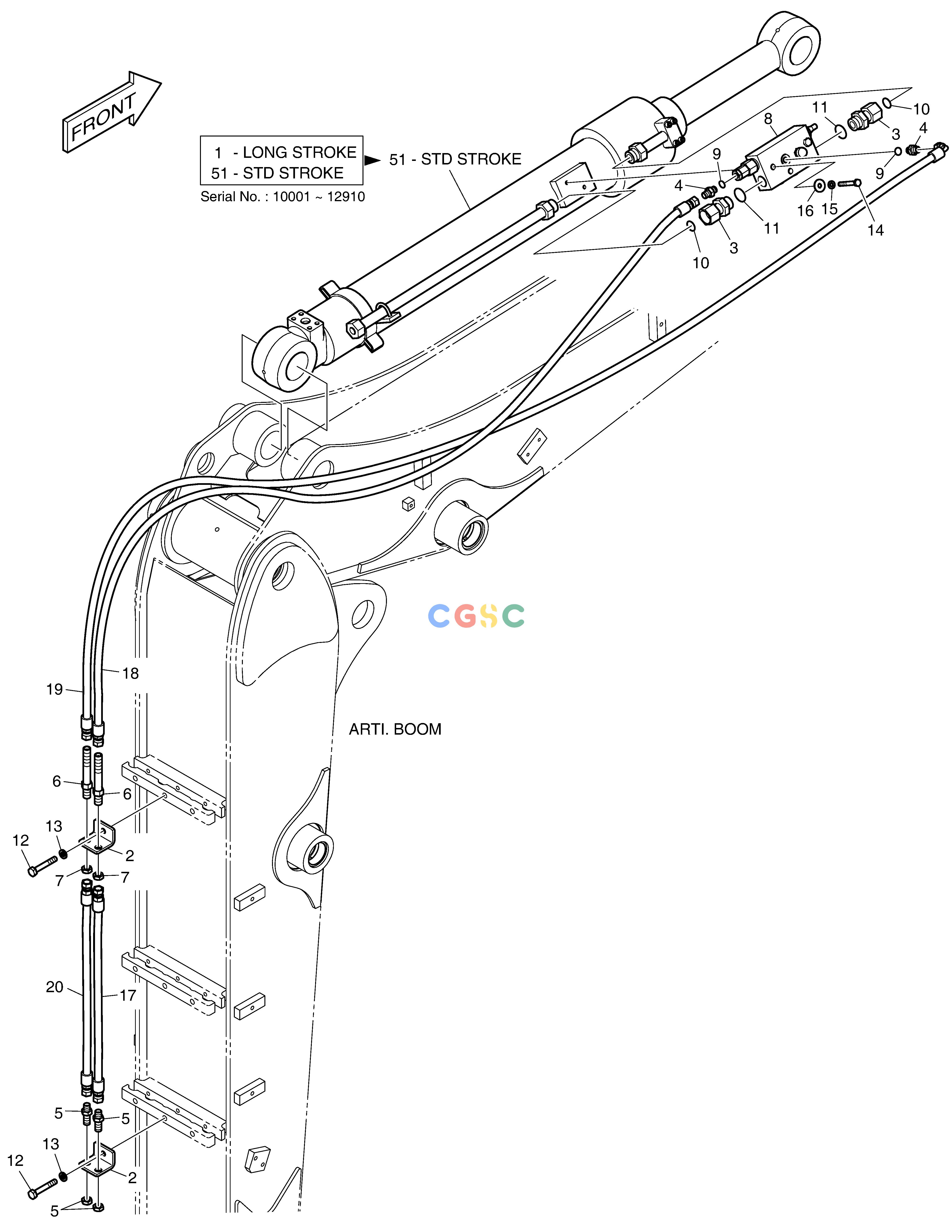 斗山零件查询BOOM PIPING - ARM LOCK(ARTI.) E80 Doosan parts catalog online