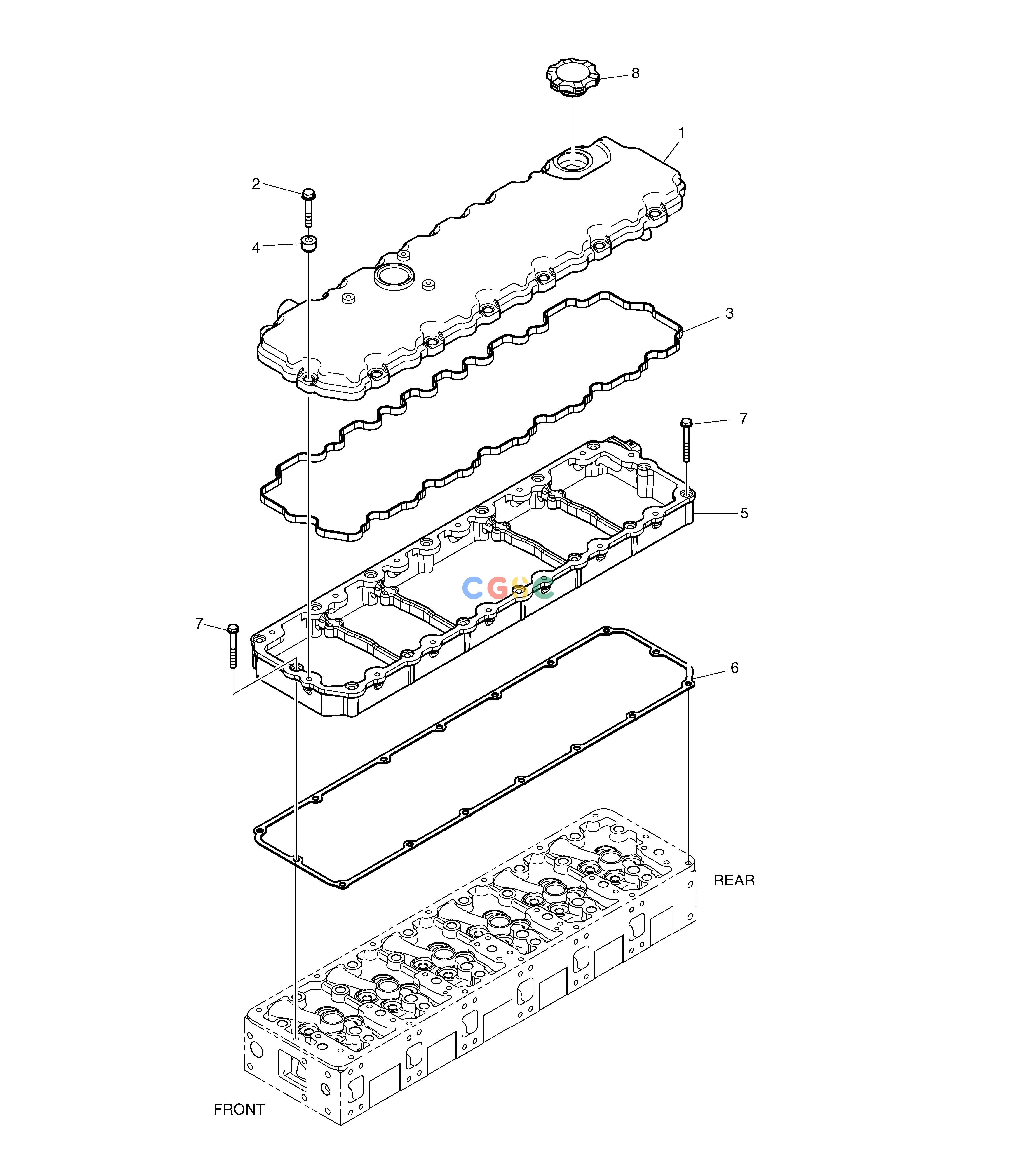 斗山零件查询CYLINDER HEAD COVER DX225LC (S/N 5433~) Doosan parts catalog online