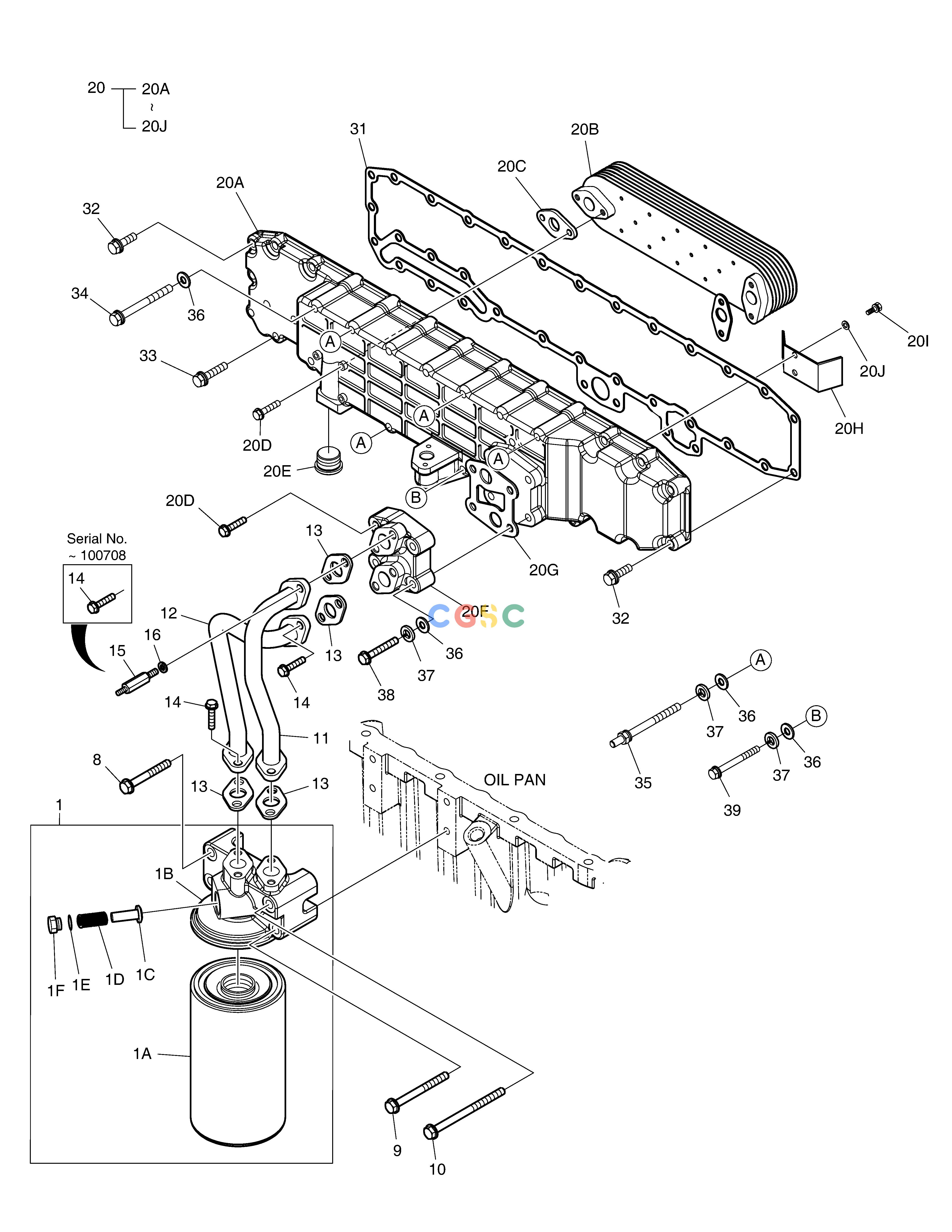 斗山零件查询OIL FILTER & OIL COOLER DX225LC (S/N 5433~) Doosan parts catalog online