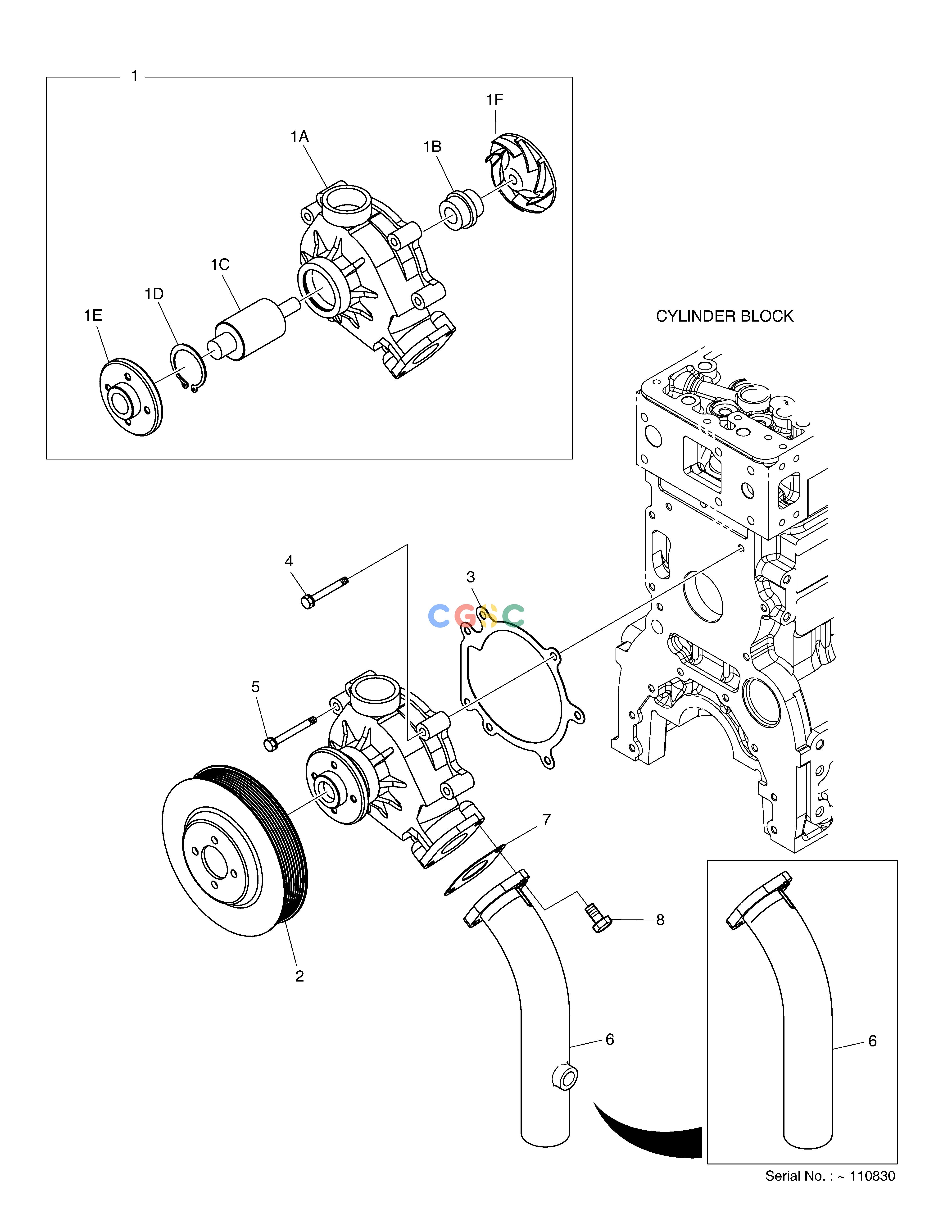 斗山零件查询WATER PUMP DX225LC (S/N 5433~) Doosan parts catalog online