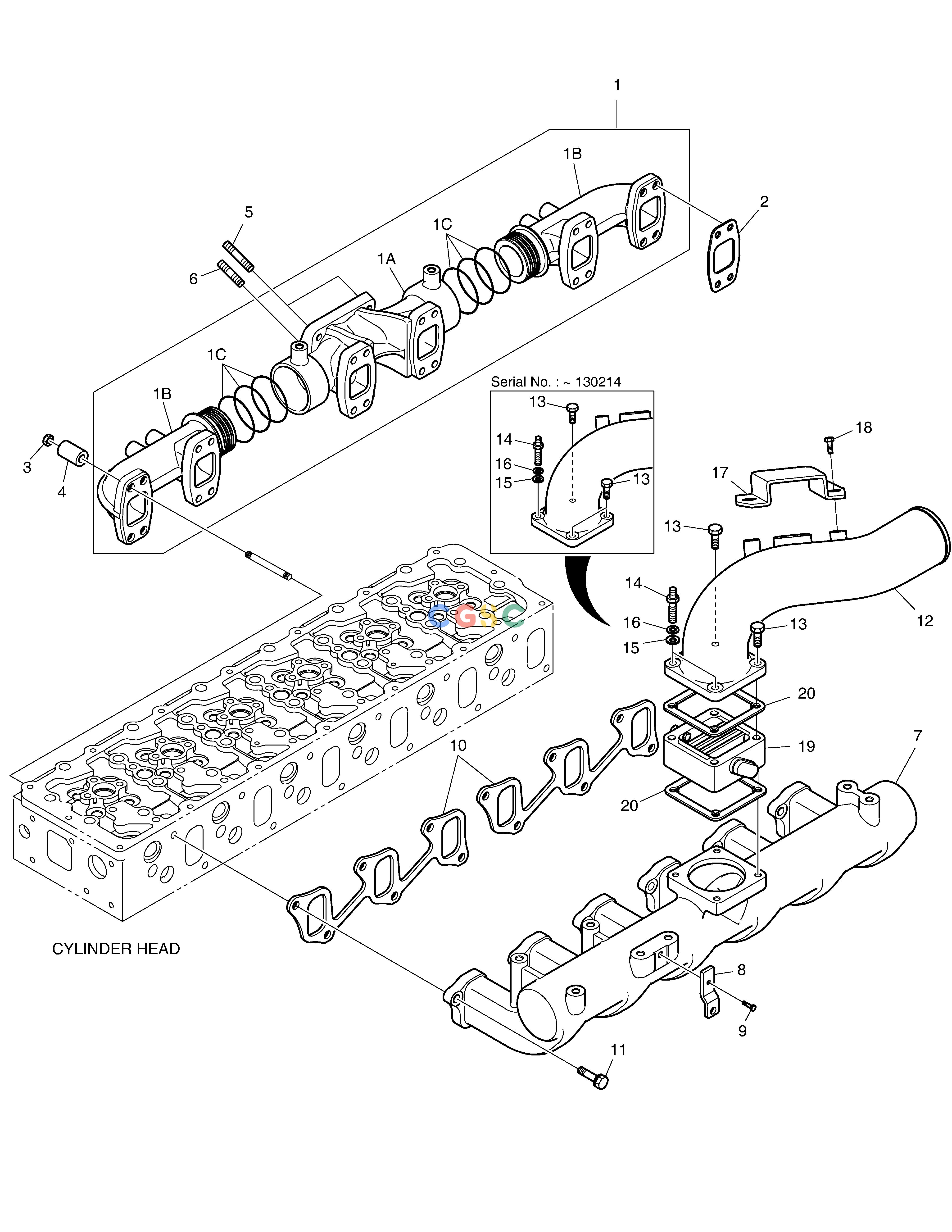 斗山零件查询INTAKE & EXHAUST MANIFOLD DX225LC (S/N 5433~) Doosan parts catalog online