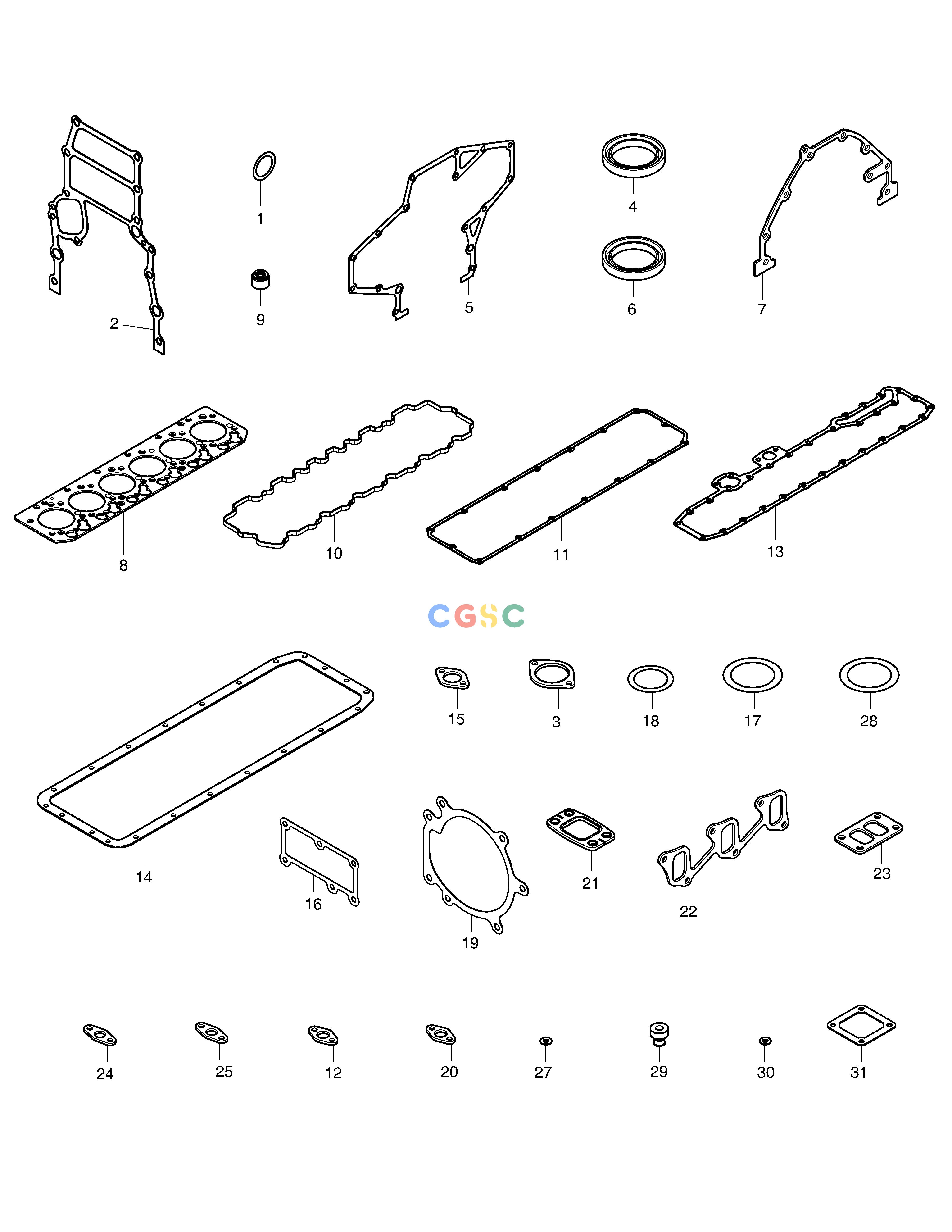 斗山零件查询OVERHAUL GASKET KIT - ALL DX225LC (S/N 5433~) Doosan parts catalog online