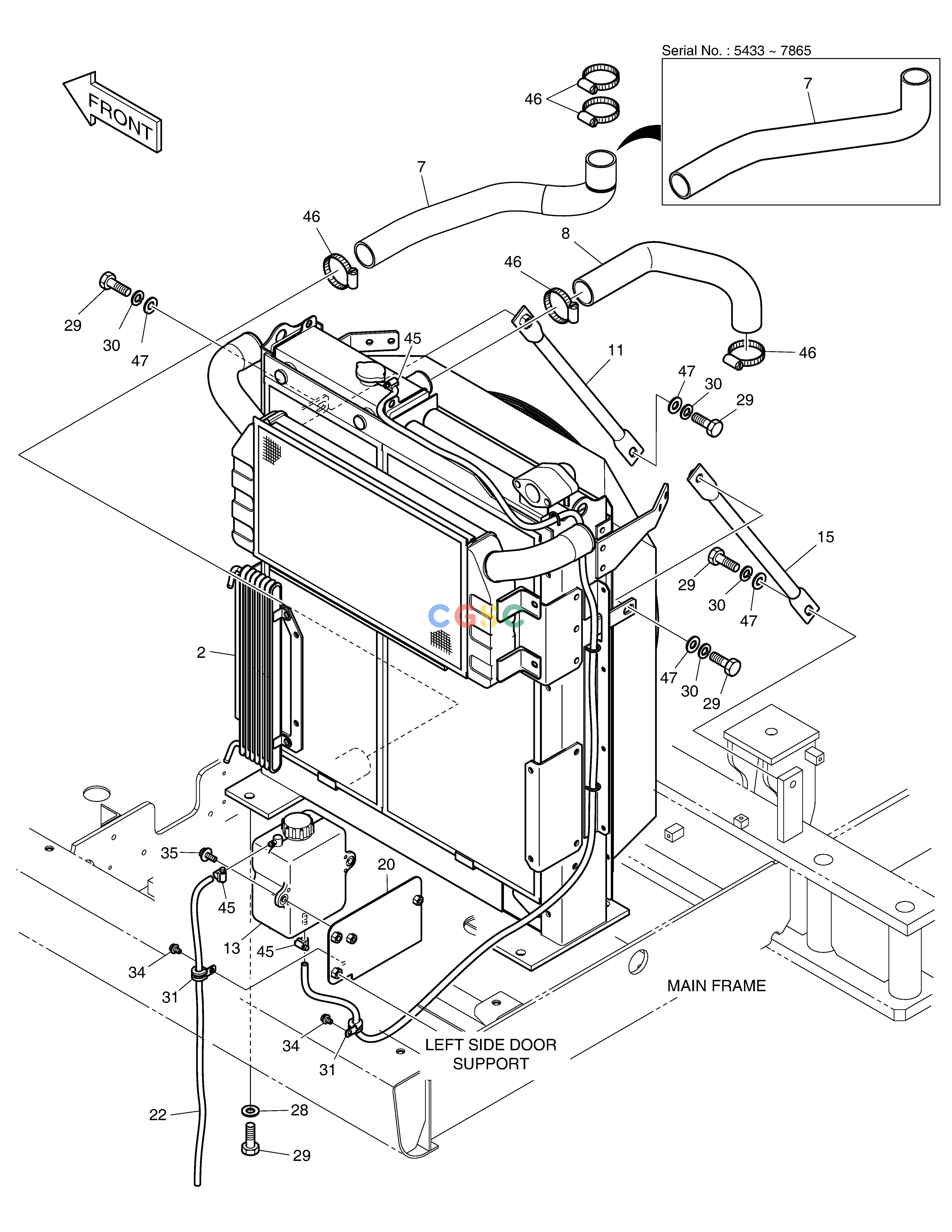 斗山零件查询RADIATOR MOUNTING DX225LC (S/N 5433~) Doosan parts catalog online