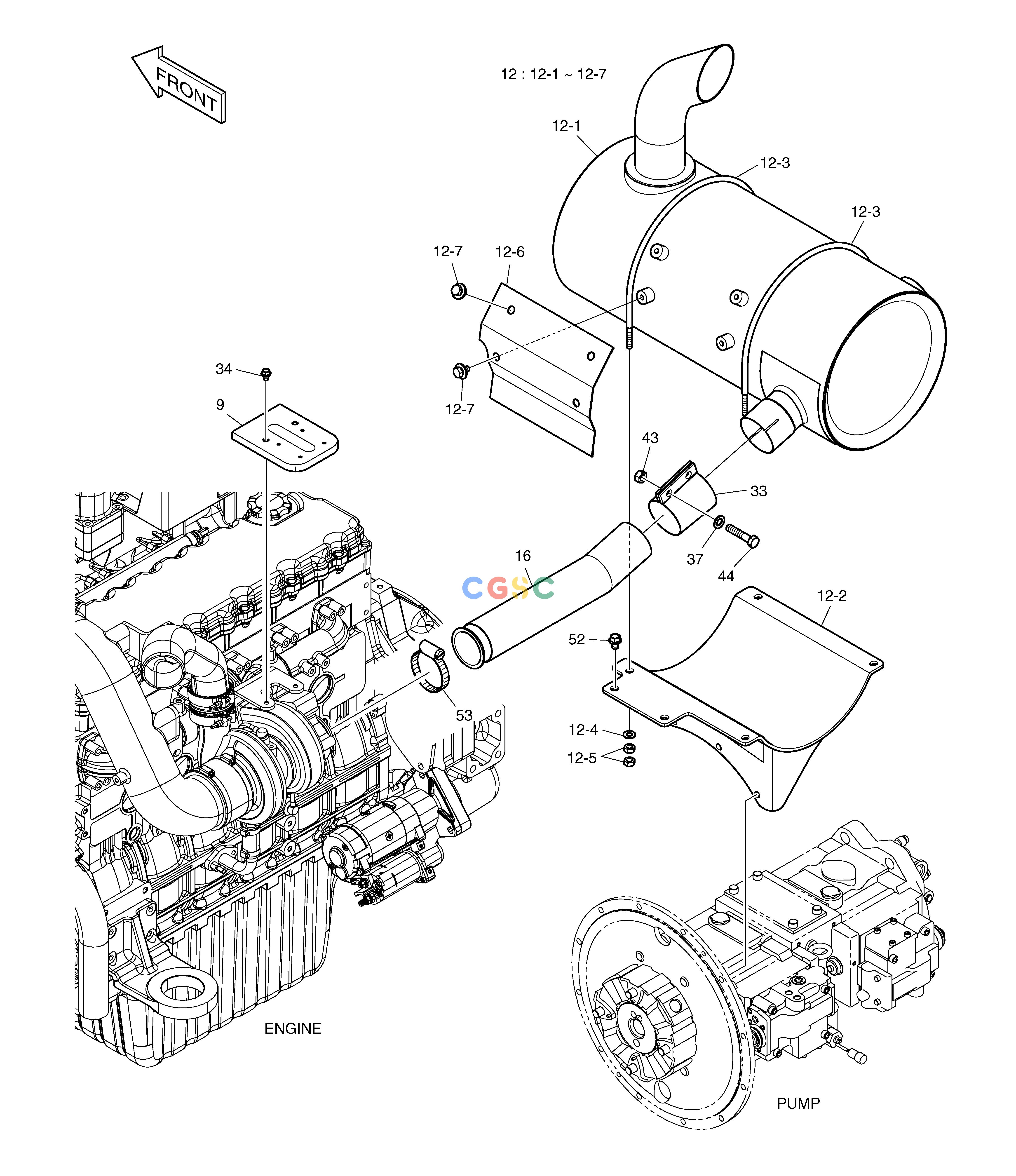 斗山零件查询MUFFLER DX225LC (S/N 5433~) Doosan parts catalog online