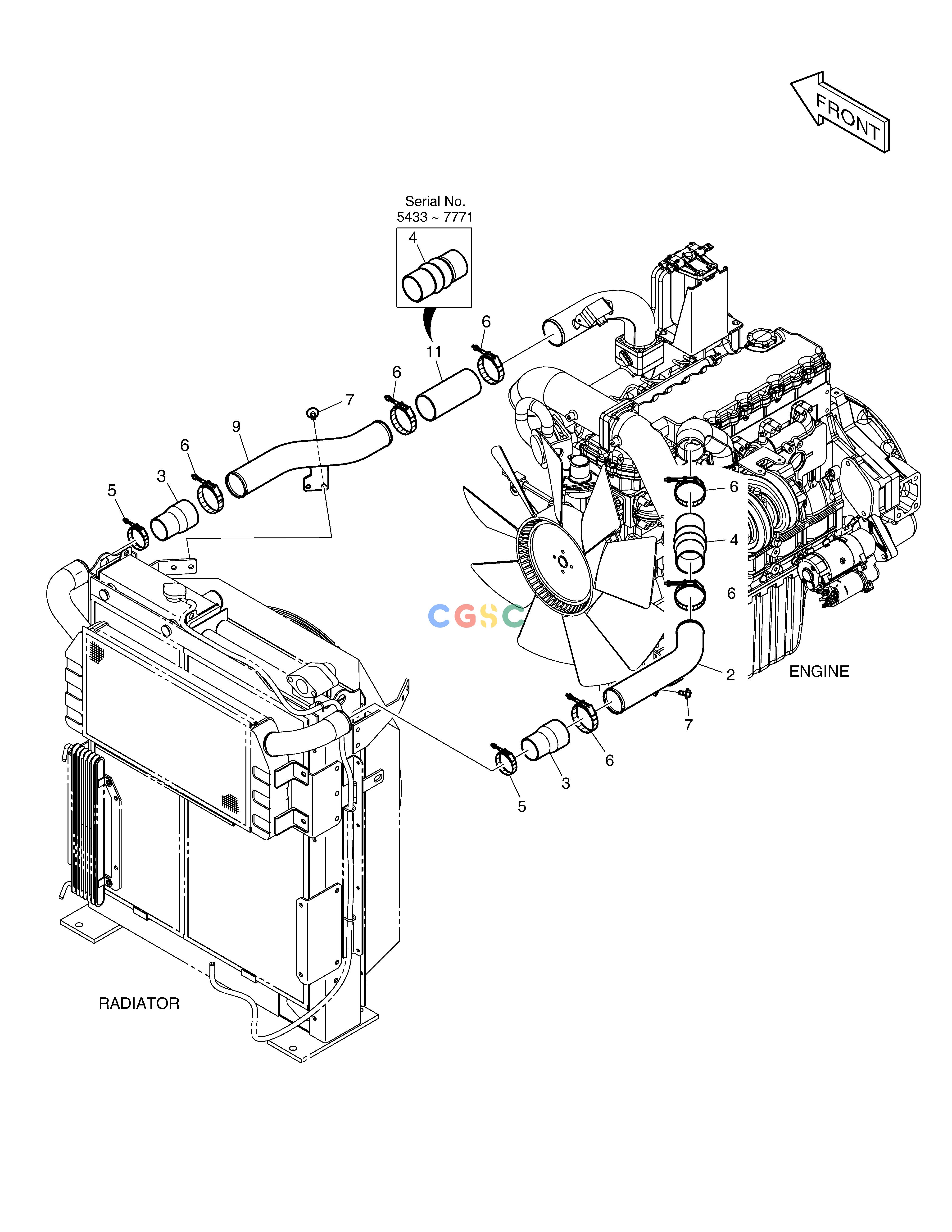 斗山零件查询CAC PIPING DX225LC (S/N 5433~) Doosan parts catalog online