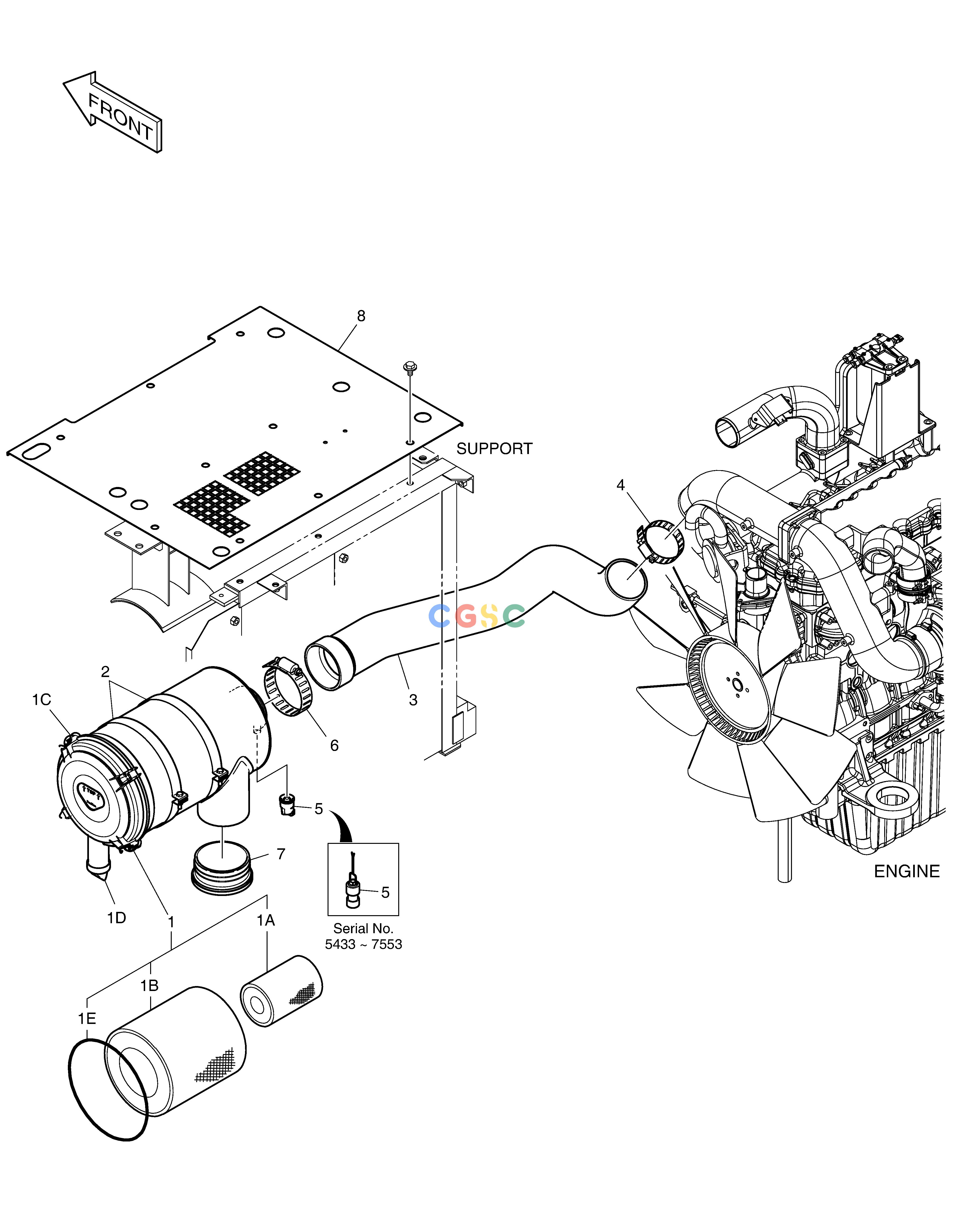 斗山零件查询AIR CLEANER DX225LC (S/N 5433~) Doosan parts catalog online