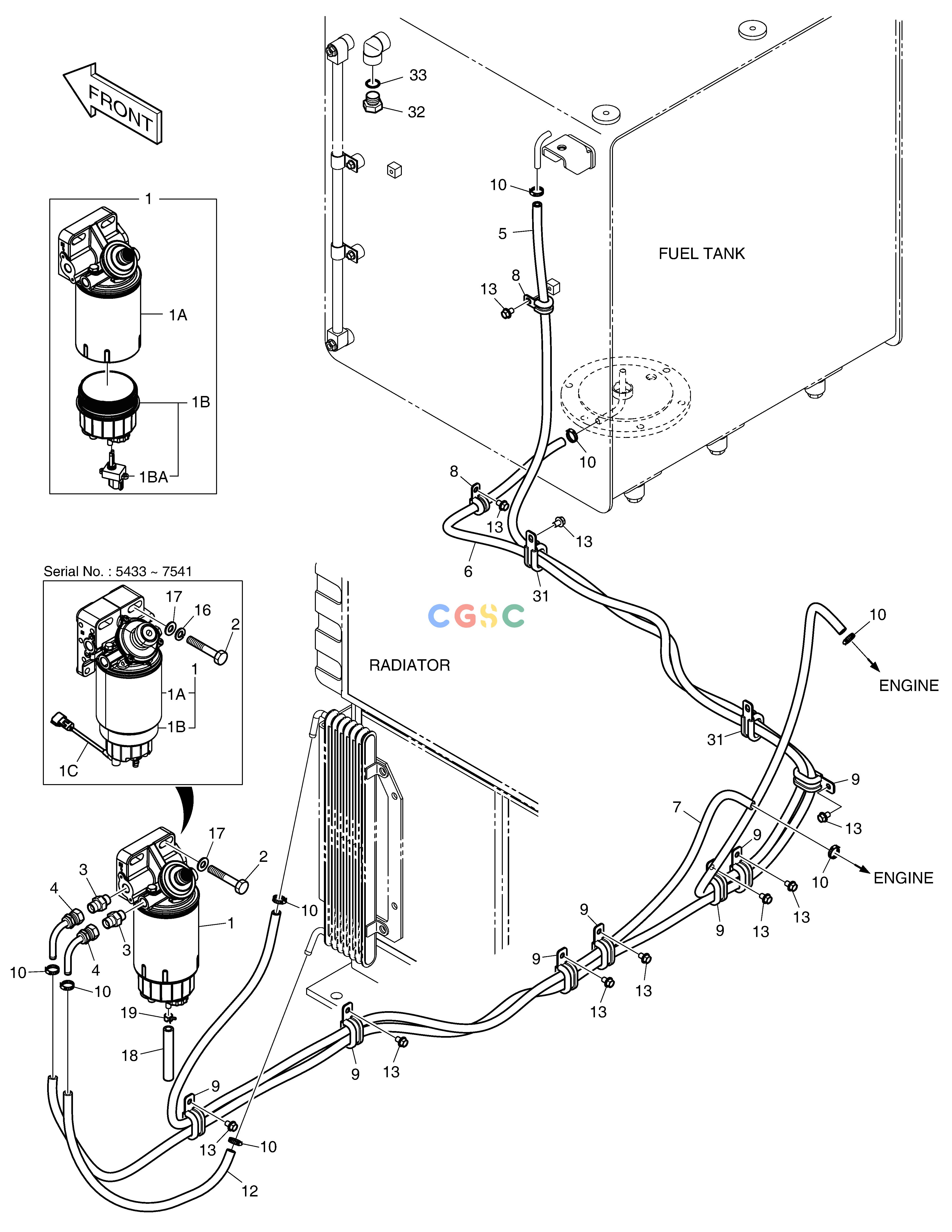 斗山零件查询FUEL PIPING DX225LC (S/N 5433~) Doosan parts catalog online
