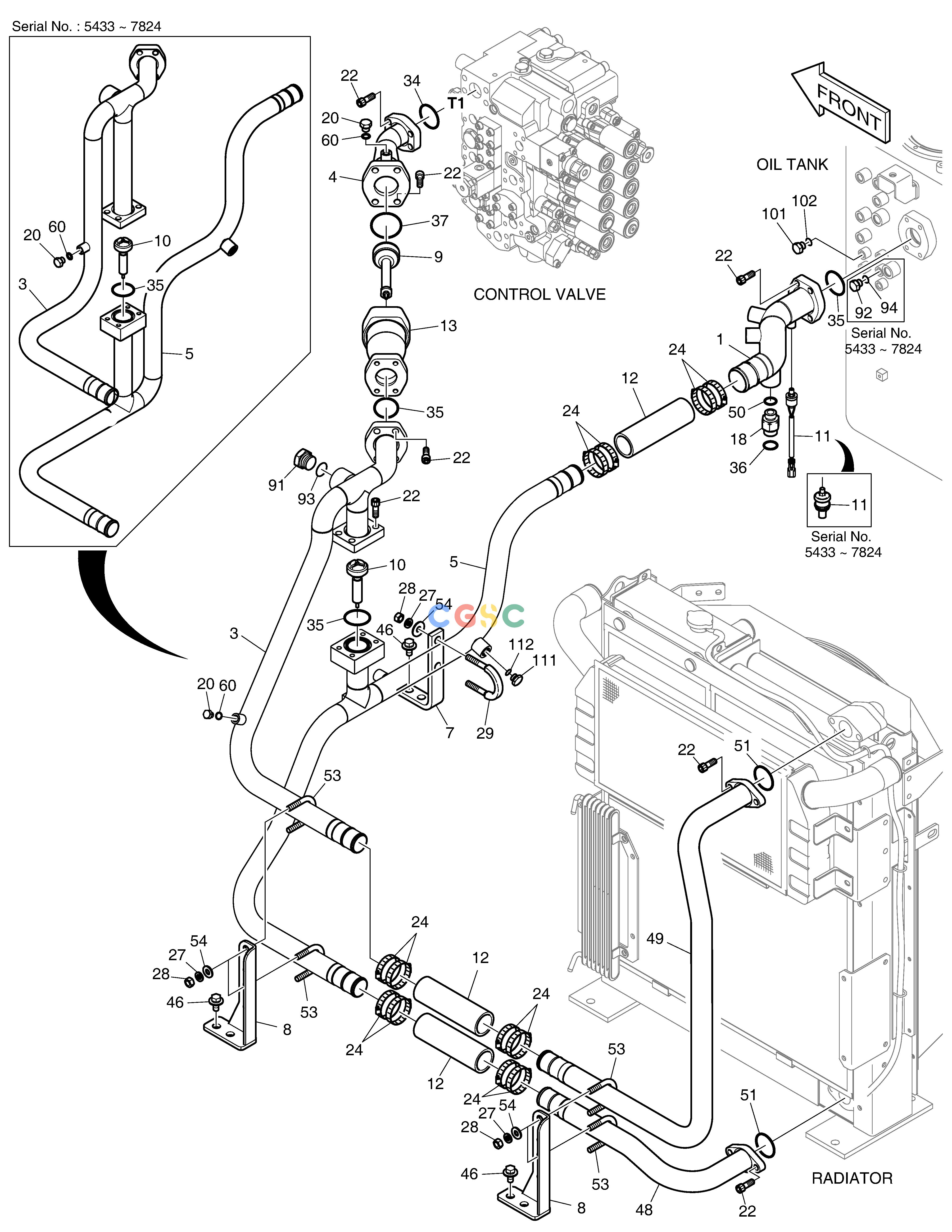 斗山零件查询OIL COOLER PIPING(2) DX225LC (S/N 5433~) Doosan parts catalog online