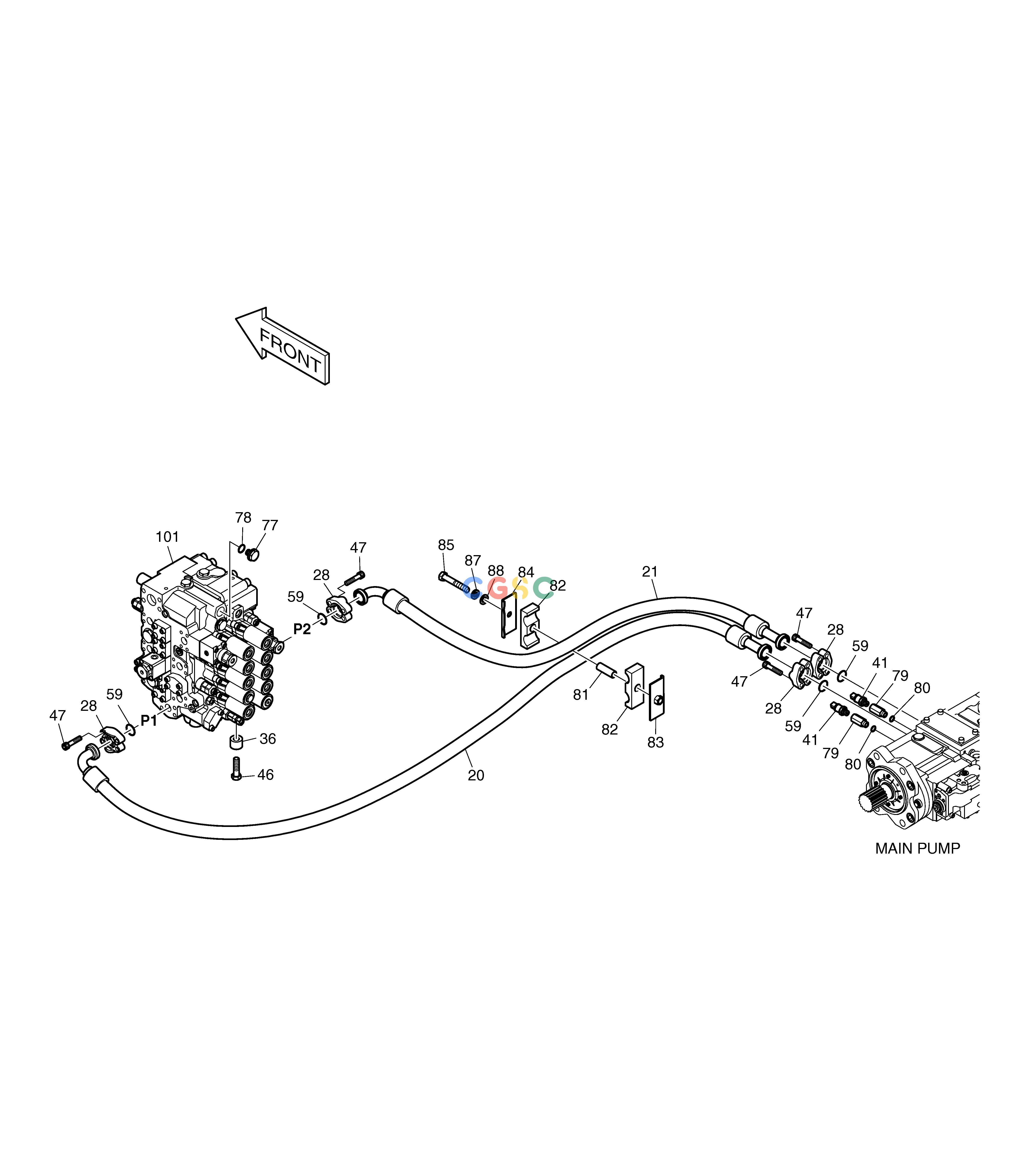 斗山零件查询MAIN PIPING(1) - PUMP DX225LC (S/N 5433~) Doosan parts catalog online
