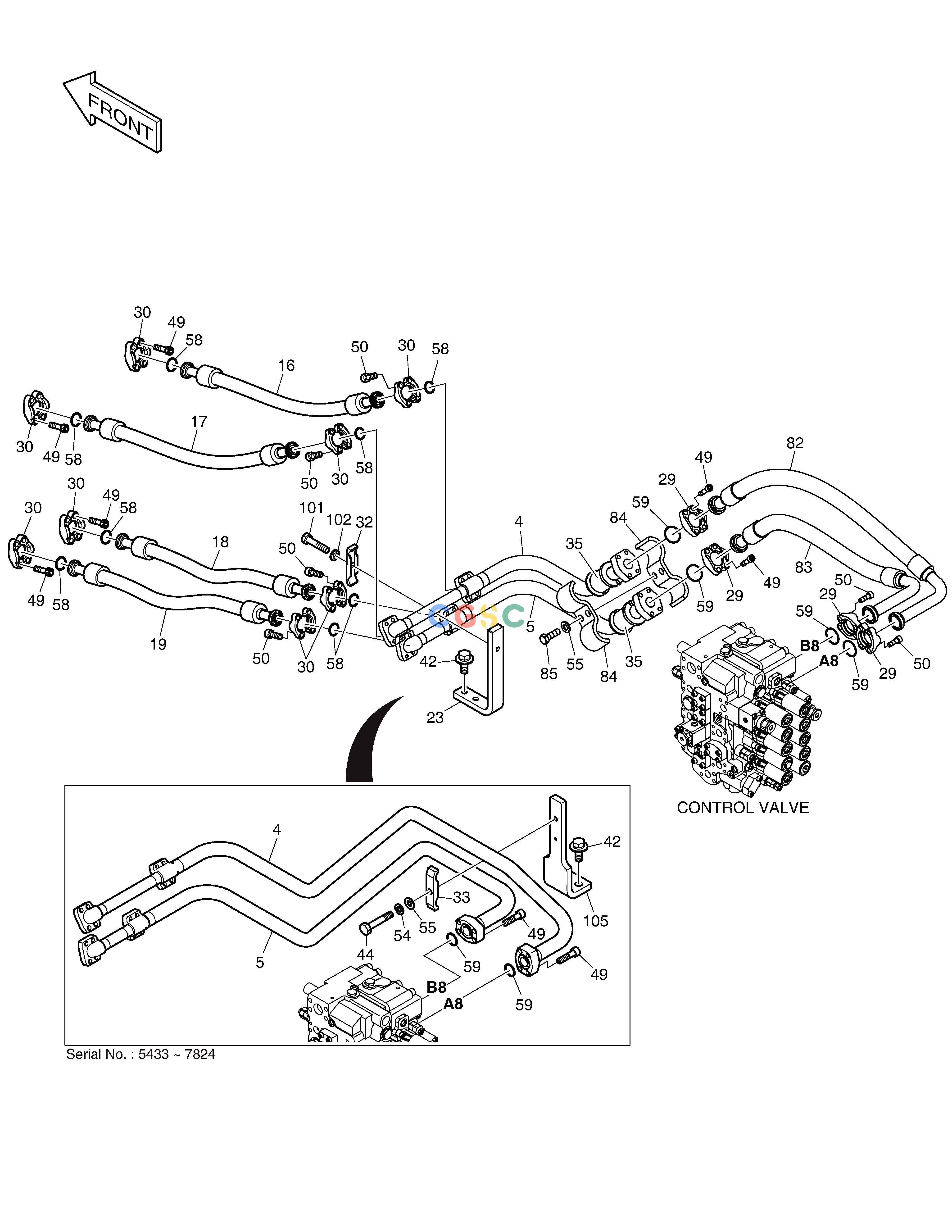 斗山零件查询MAIN PIPING(2) - BOOM DX225LC (S/N 5433~) Doosan parts catalog online