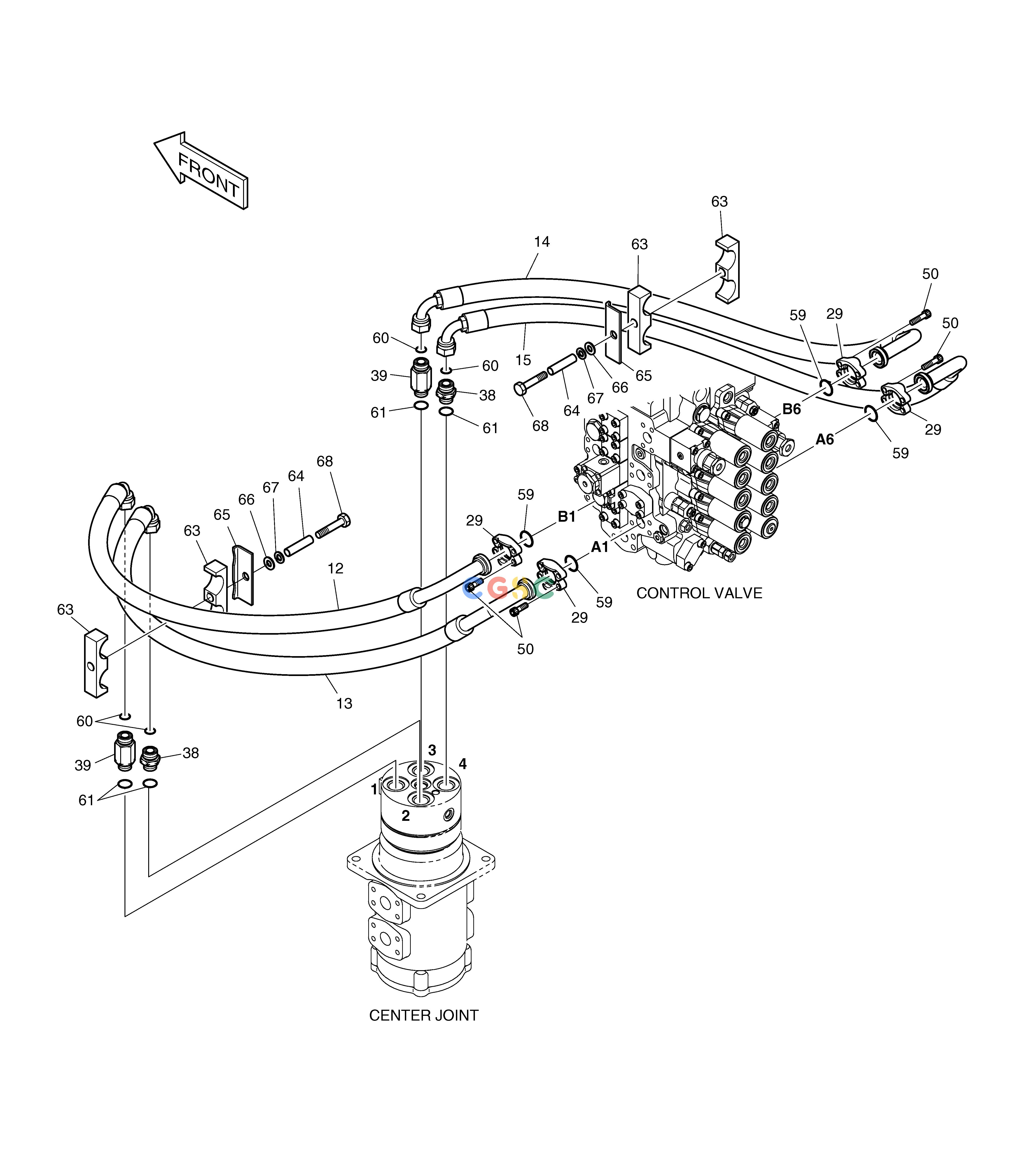 斗山零件查询MAIN PIPING(5) - CENTER JOINT DX225LC (S/N 5433~) Doosan parts catalog online