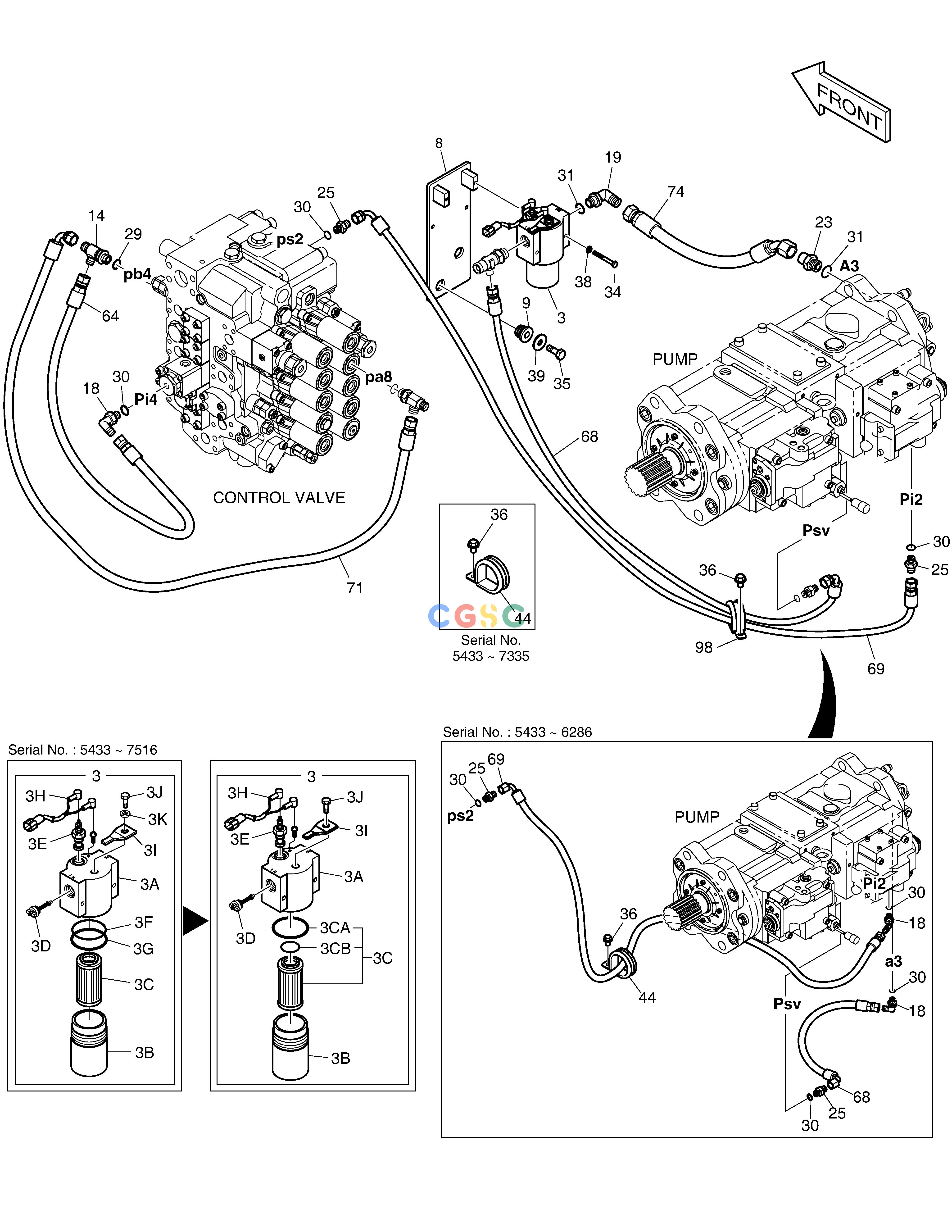 斗山零件查询PILOT PIPING(1) DX225LC (S/N 5433~) Doosan parts catalog online