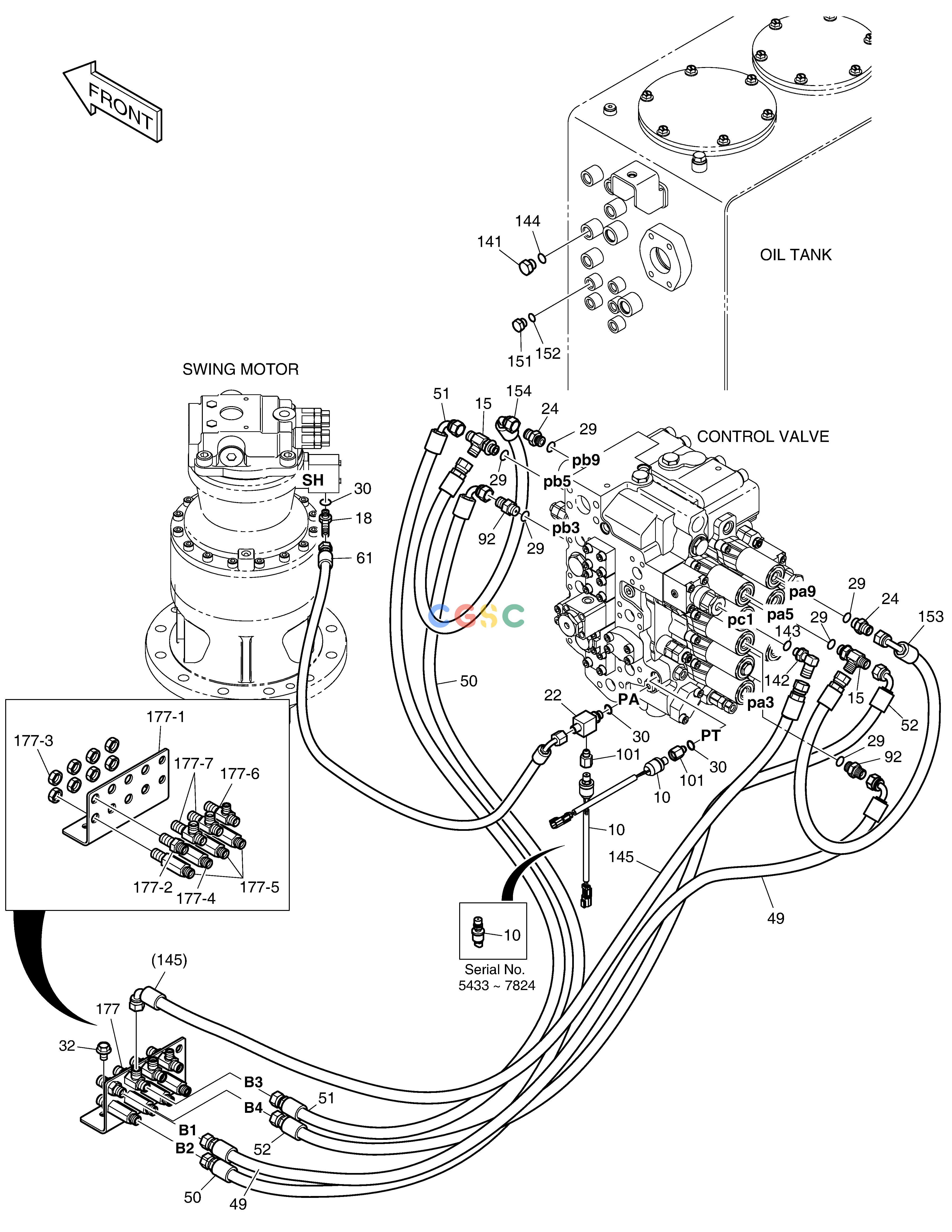 斗山零件查询PILOT PIPING(3) DX225LC (S/N 5433~) Doosan parts catalog online