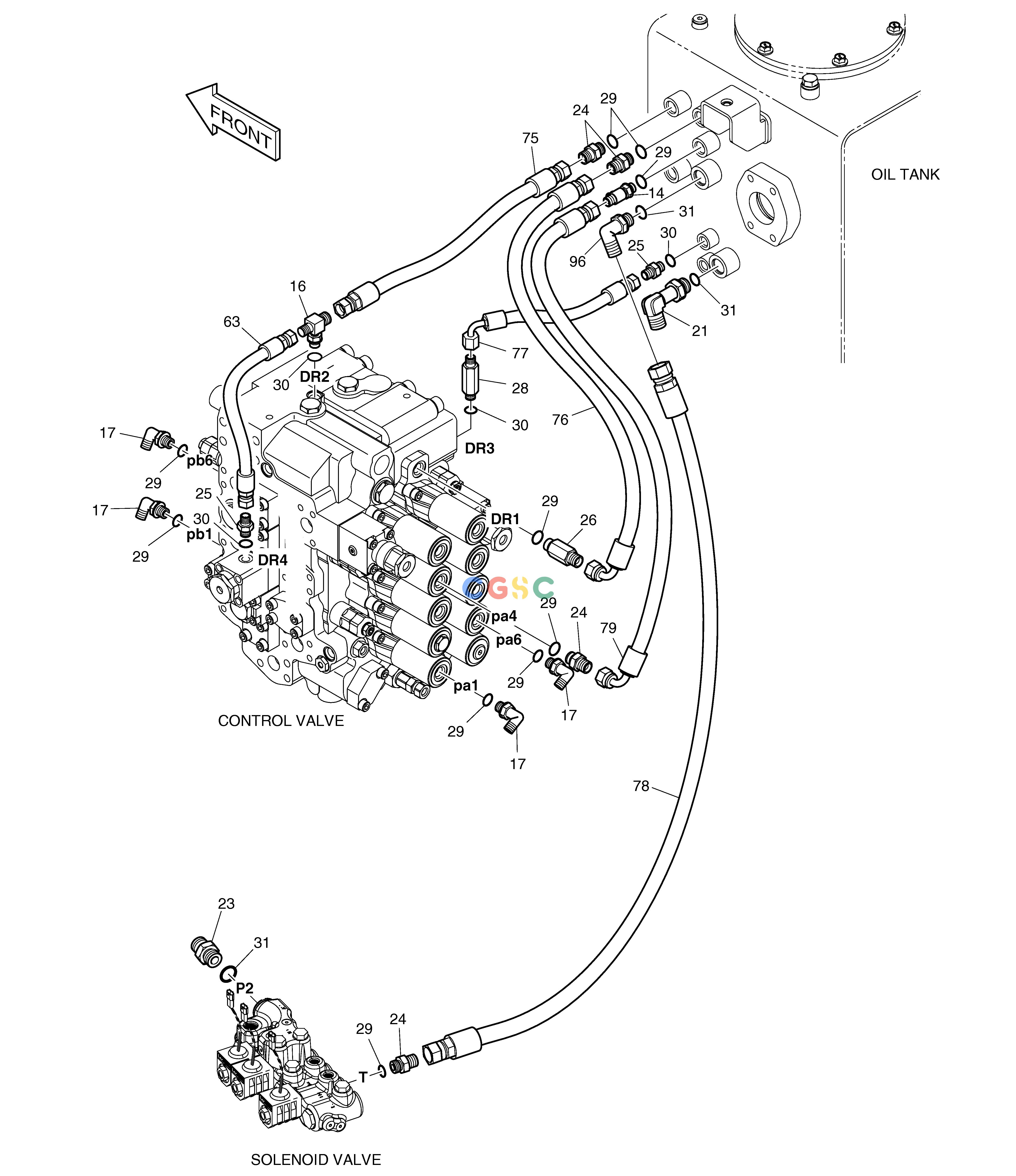 斗山零件查询PILOT PIPING(5) DX225LC (S/N 5433~) Doosan parts catalog online