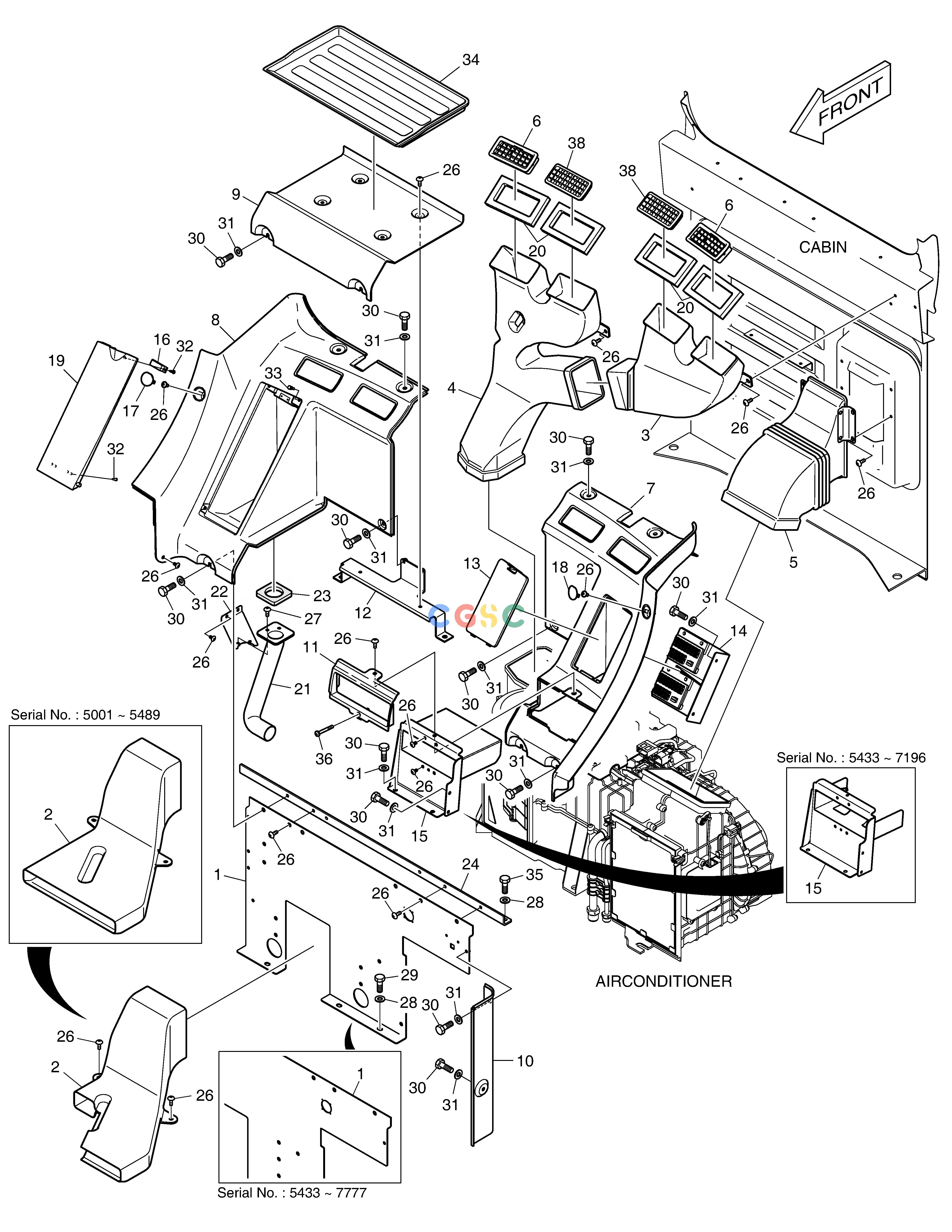 斗山零件查询HEATER COVER DX225LC (S/N 5433~) Doosan parts catalog online