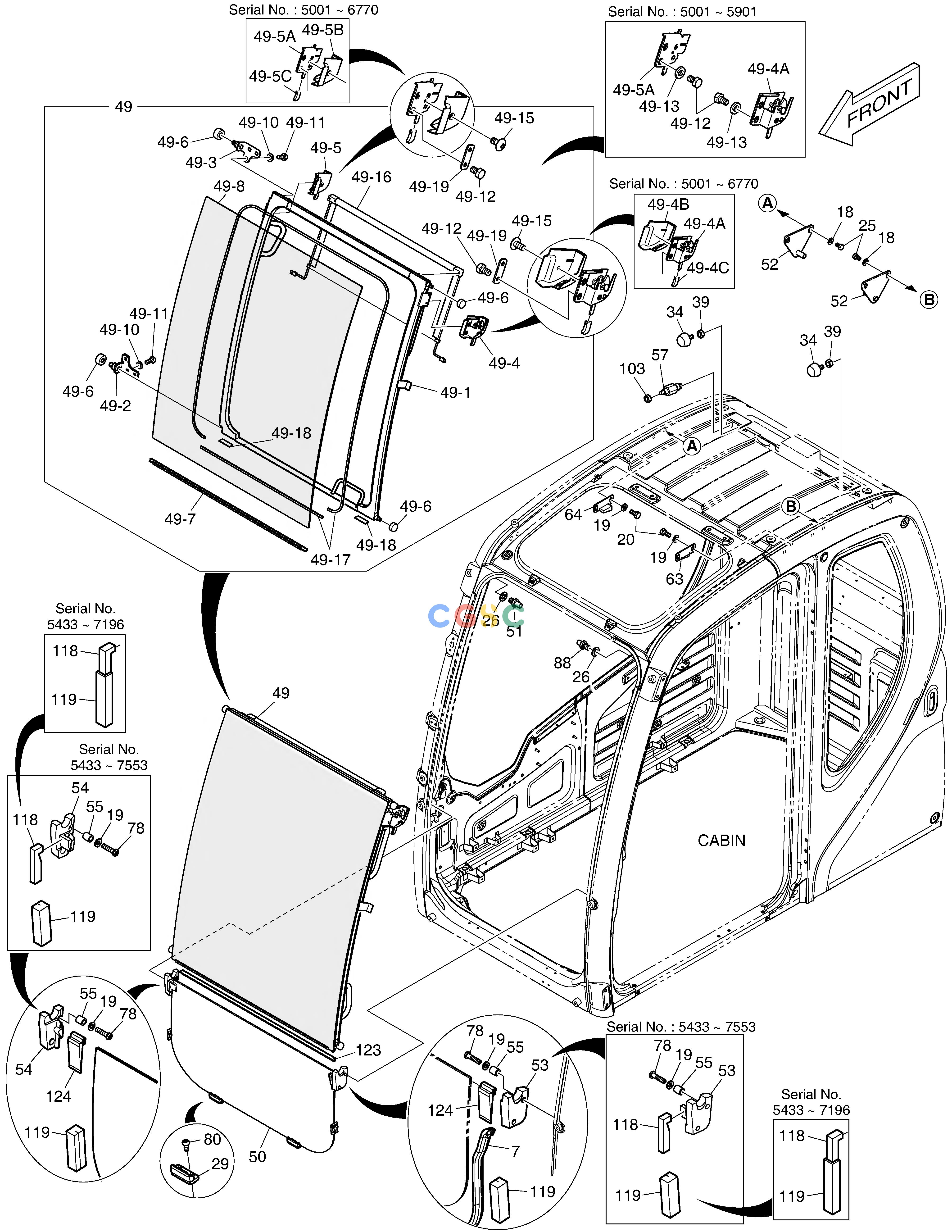 斗山零件查询CABIN(2) DX225LC (S/N 5433~) Doosan parts catalog online