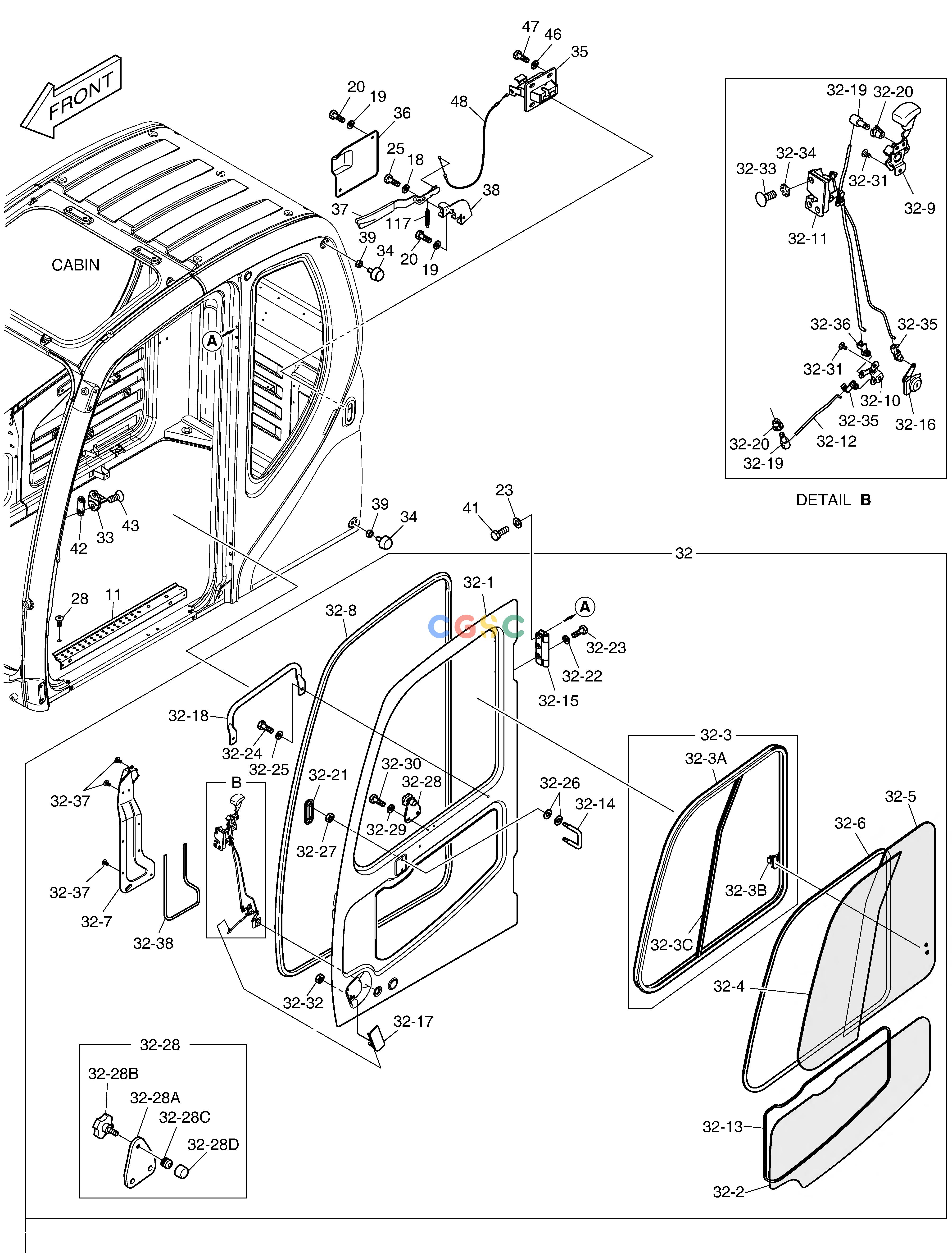 斗山零件查询CABIN(4) DX225LC (S/N 5433~) Doosan parts catalog online