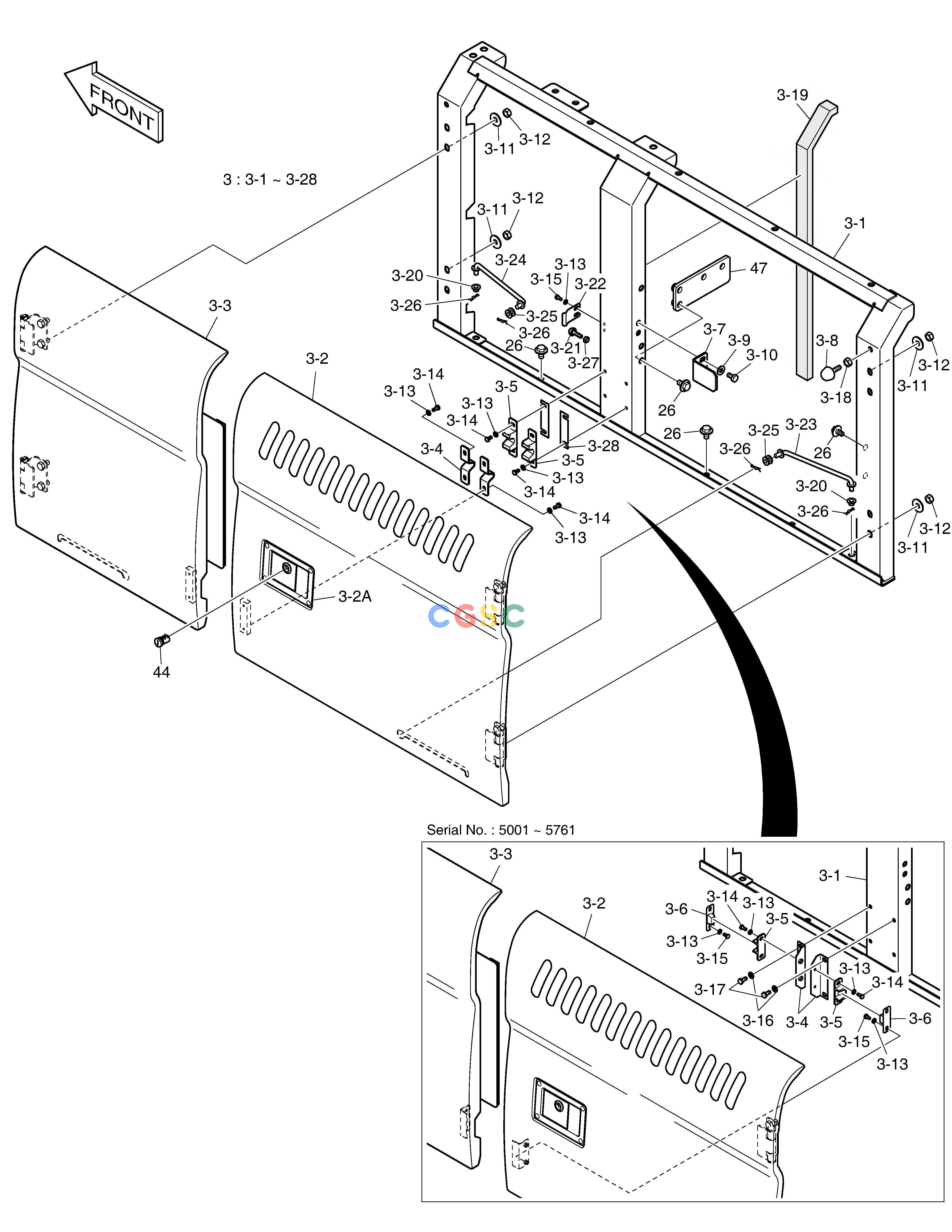 斗山零件查询SIDE DOOR - L.H DX225LC (S/N 5433~) Doosan parts catalog online
