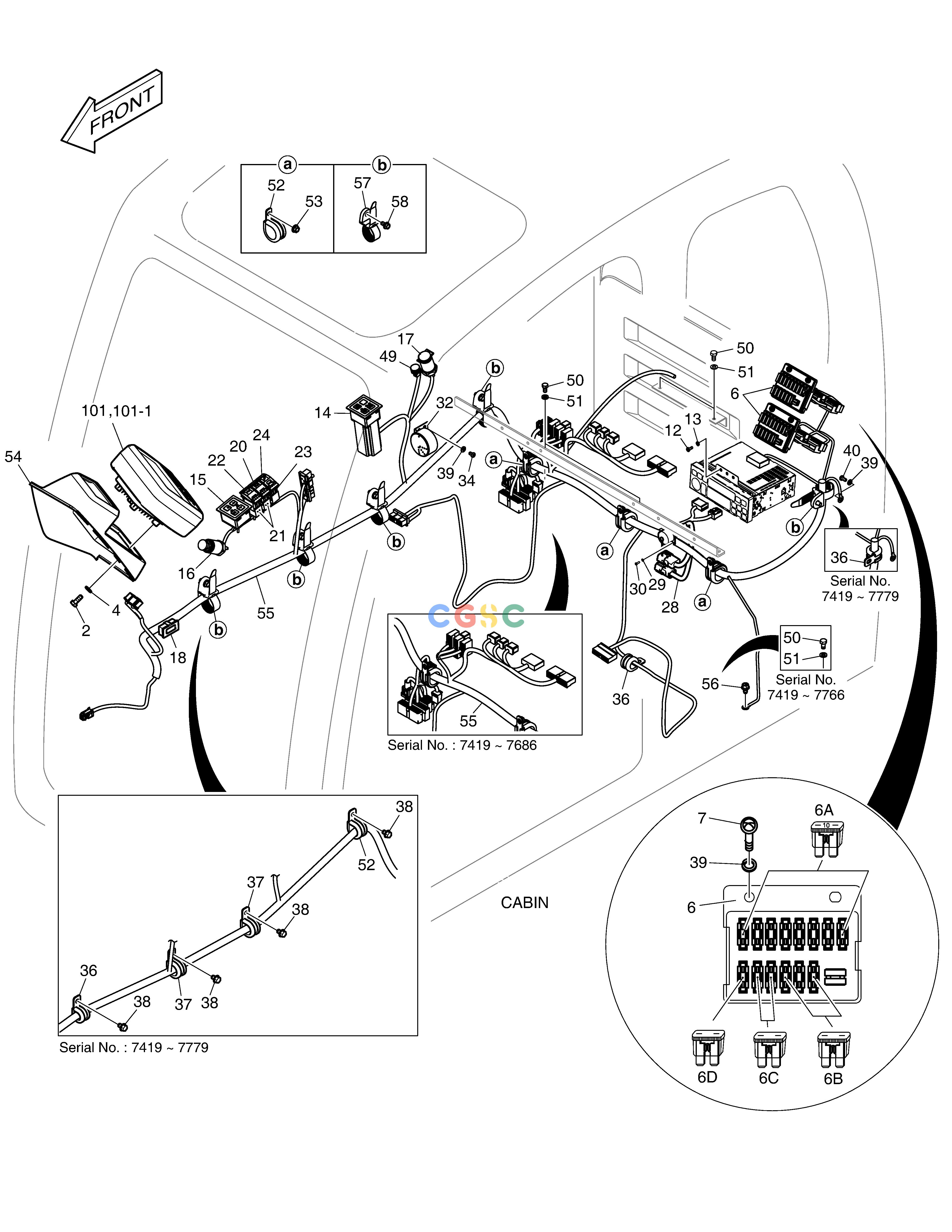 斗山零件查询ELECTRIC PARTS - CABIN DX225LC (S/N 5433~) Doosan parts catalog online