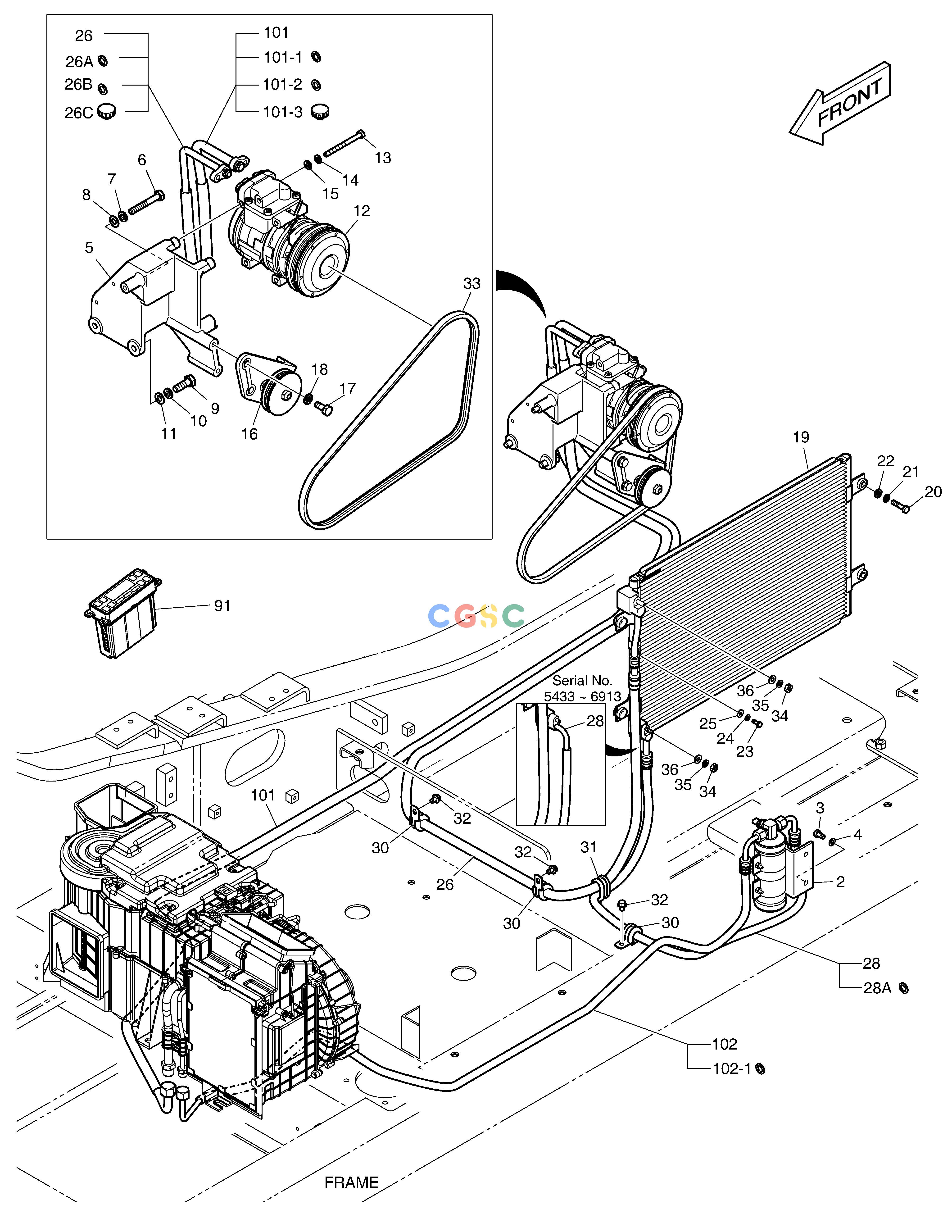 斗山零件查询AIRCONDITIONER DX225LC (S/N 5433~) Doosan parts catalog online