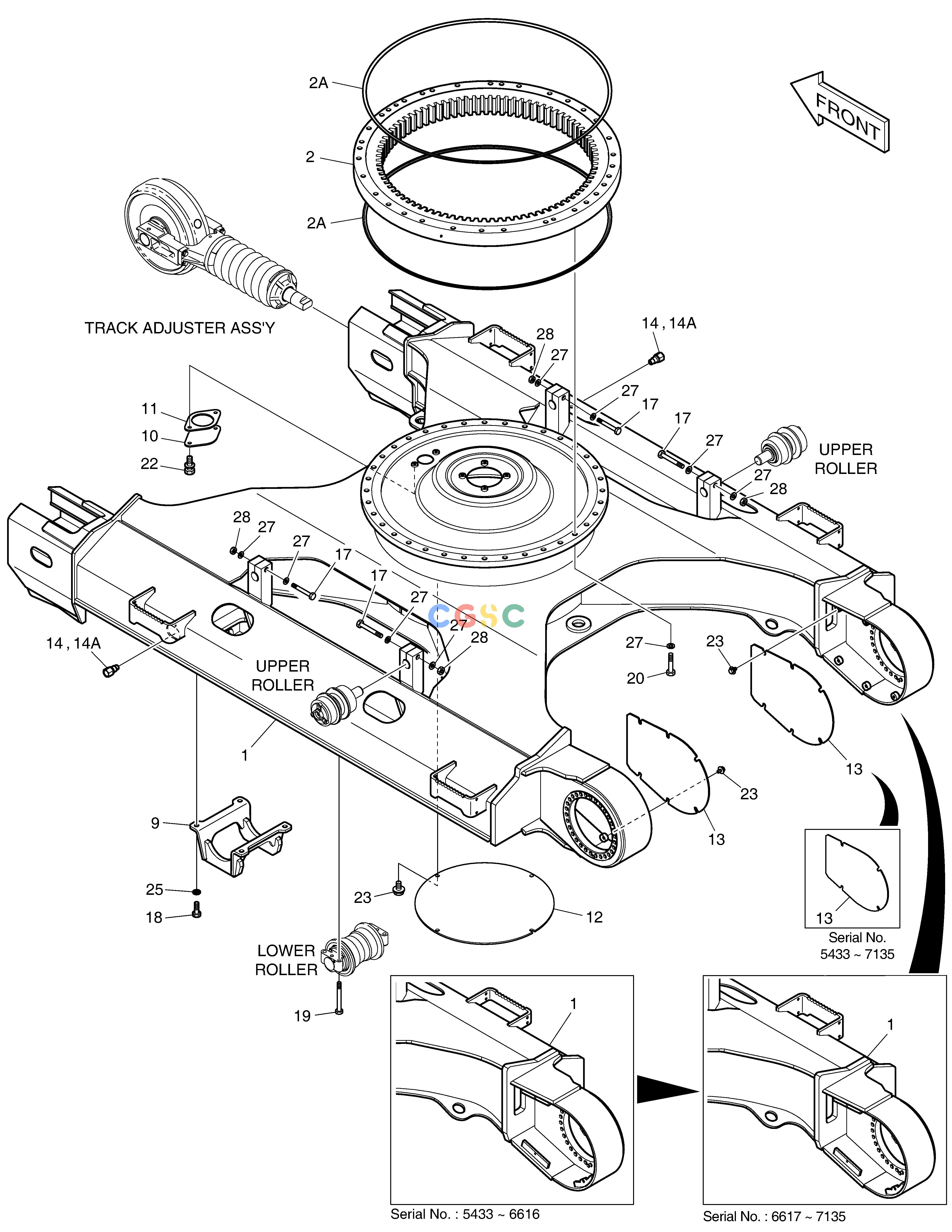 斗山零件查询TRACK FRAME DX225LC (S/N 5433~) Doosan parts catalog online