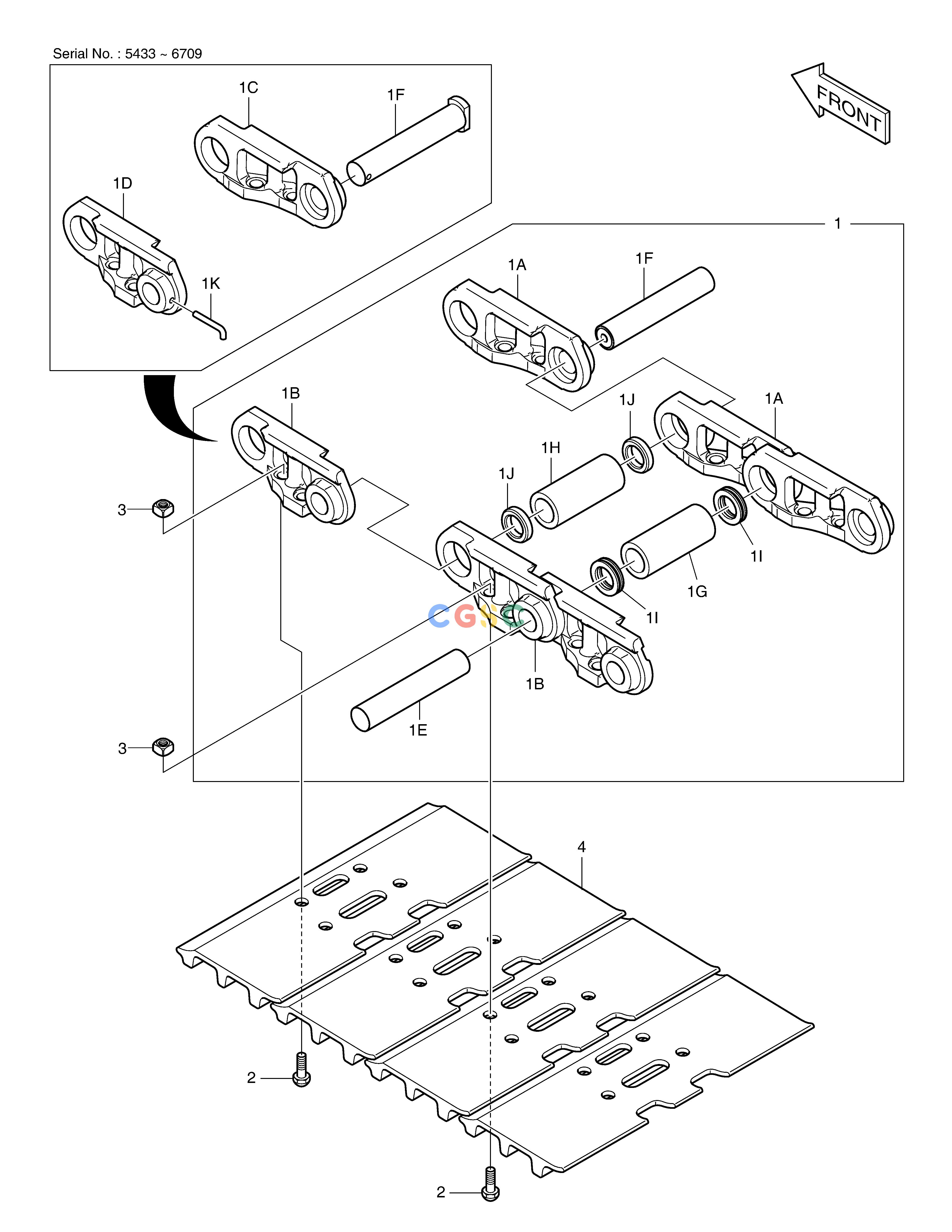 斗山零件查询TRACK SHOE ASS'Y - 600G DX225LC (S/N 5433~) Doosan parts catalog online