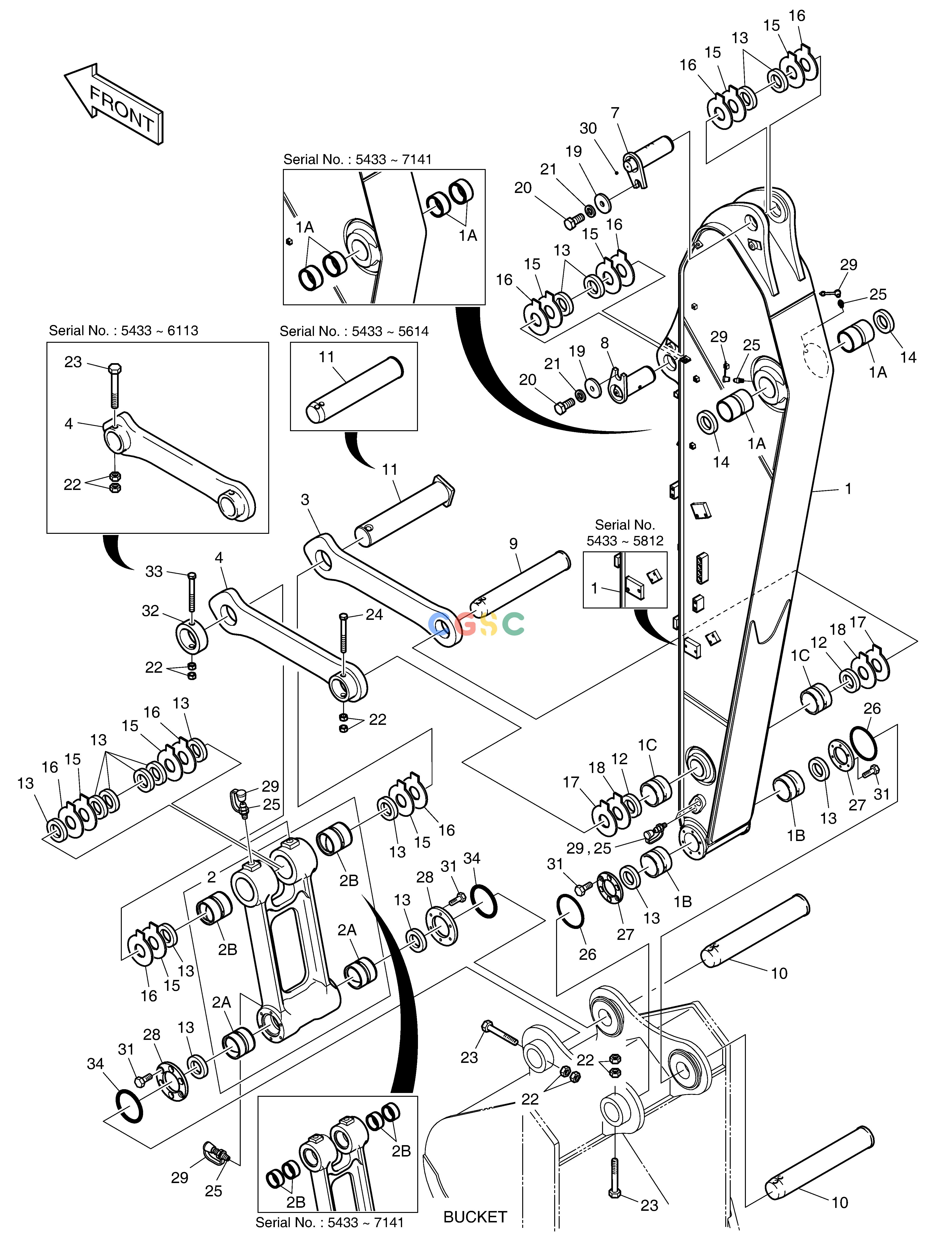 斗山零件查询ARM - 2.9m DX225LC (S/N 5433~) Doosan parts catalog online