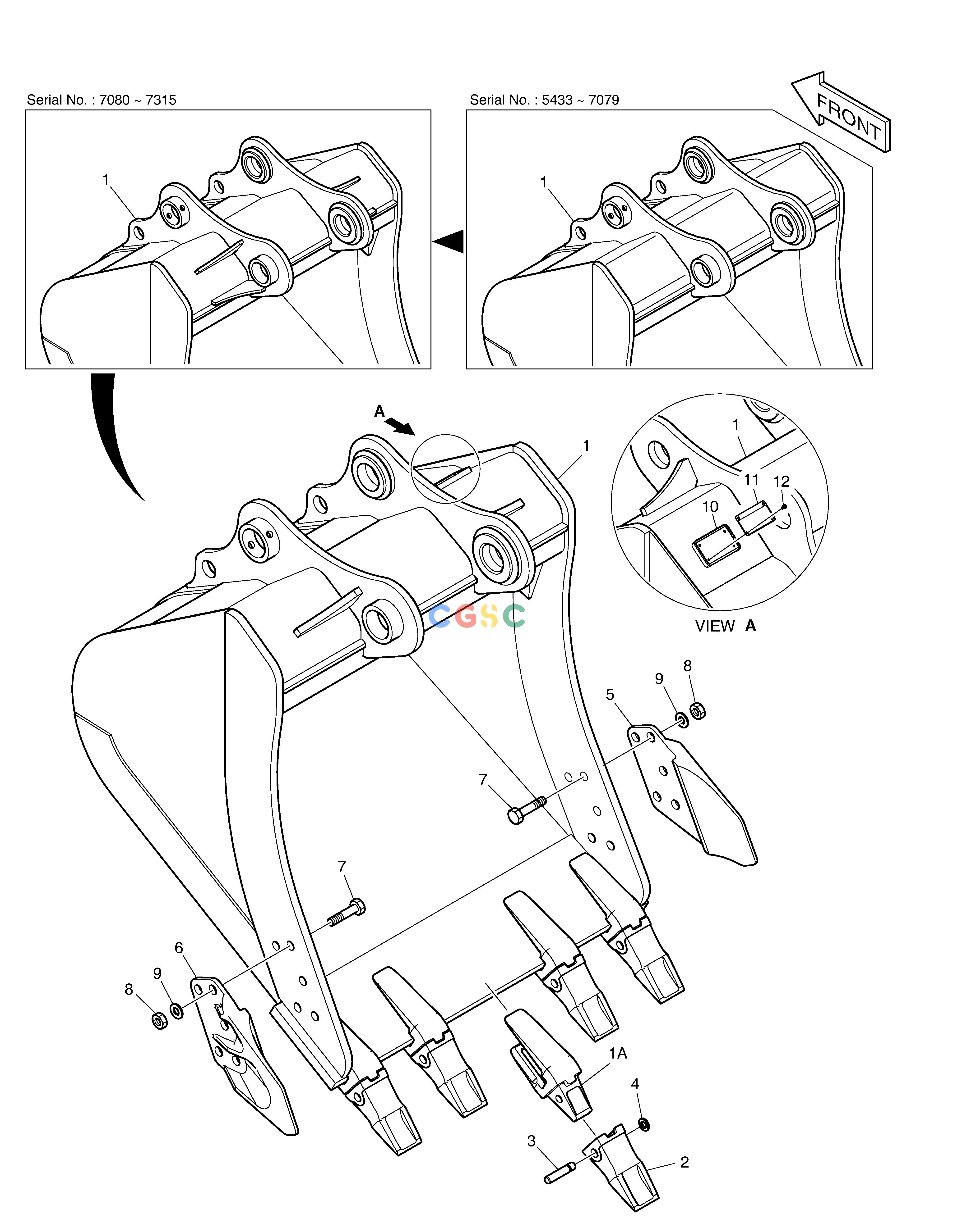 斗山零件查询BUCKET ASS'Y - 0.92m³ DX225LC (S/N 5433~) Doosan parts catalog online