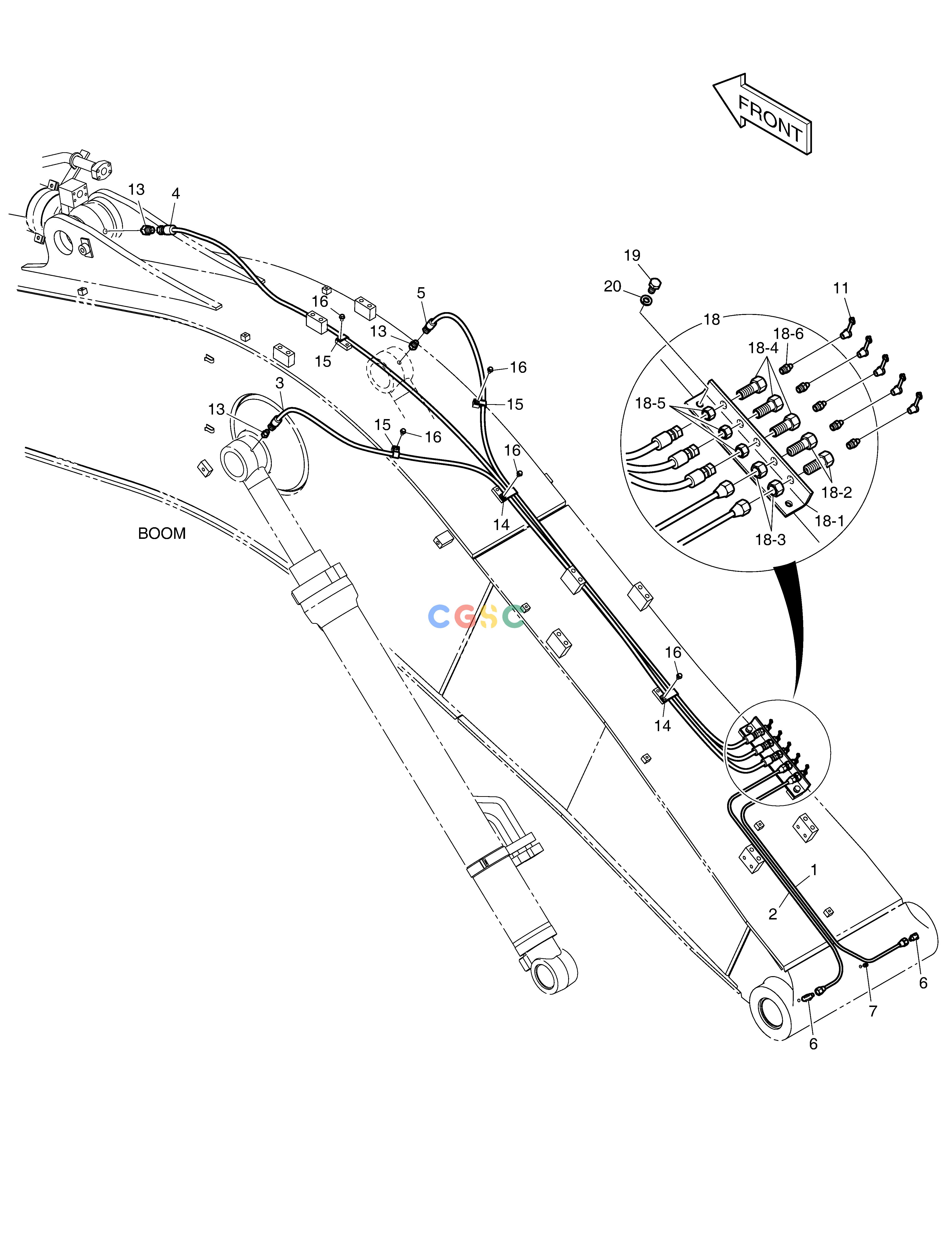 斗山零件查询LUBRICATION PIPING - BOOM DX225LC (S/N 5433~) Doosan parts catalog online