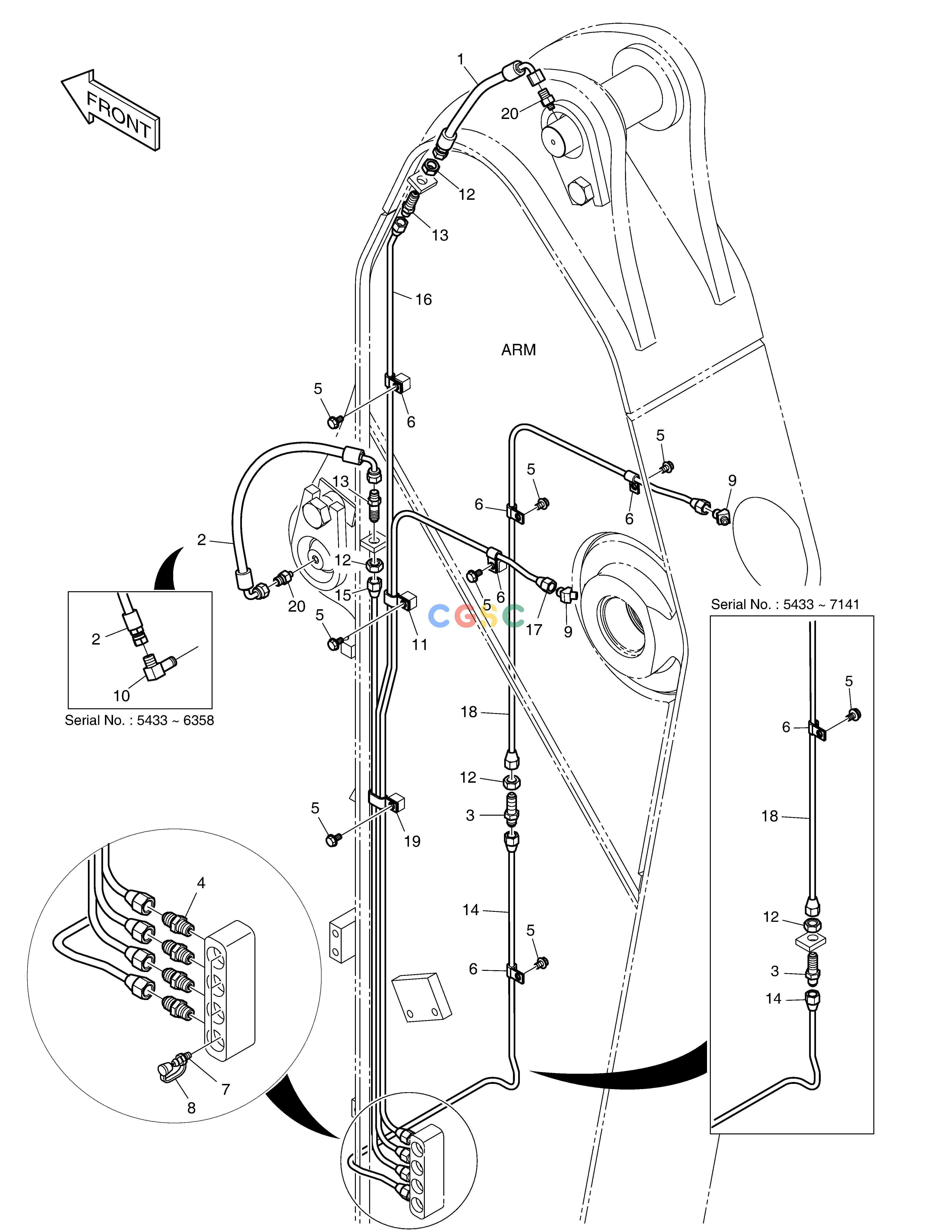 斗山零件查询LUBRICATION PIPING - ARM DX225LC (S/N 5433~) Doosan parts catalog online