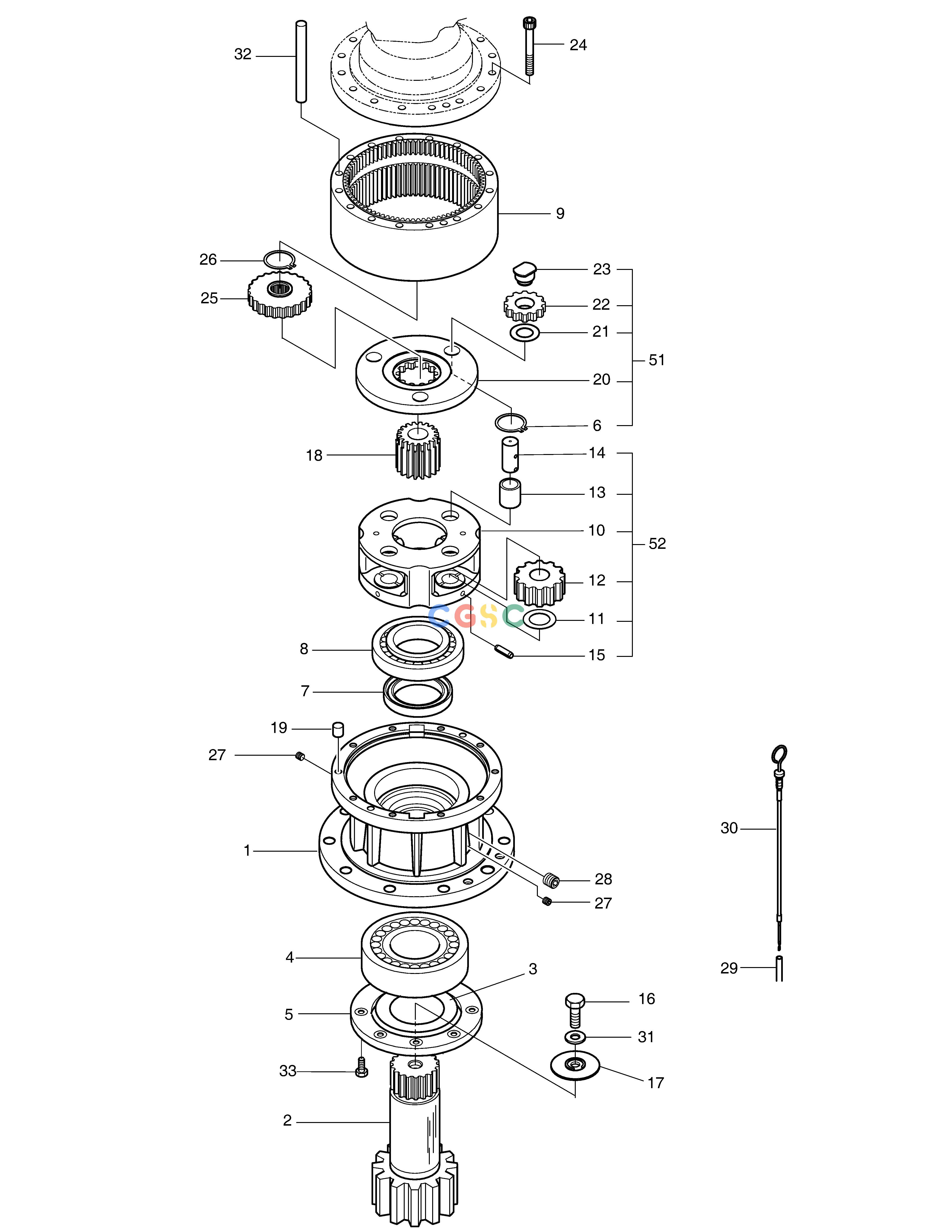 斗山零件查询SWING REDUCTION GEAR DX225LC (S/N 5433~) Doosan parts catalog online